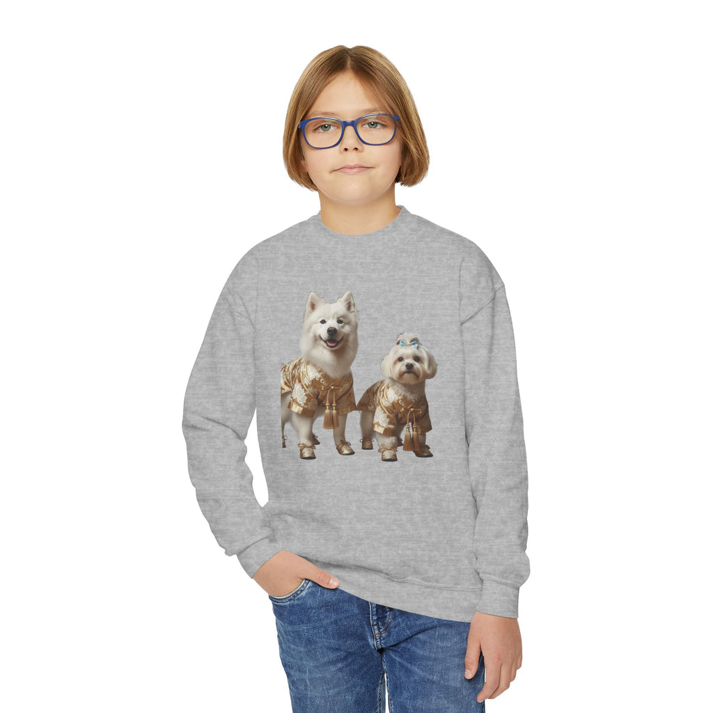 So Cute They Choose It First — Kids Sweatshirt with Twin Dog Illustration
