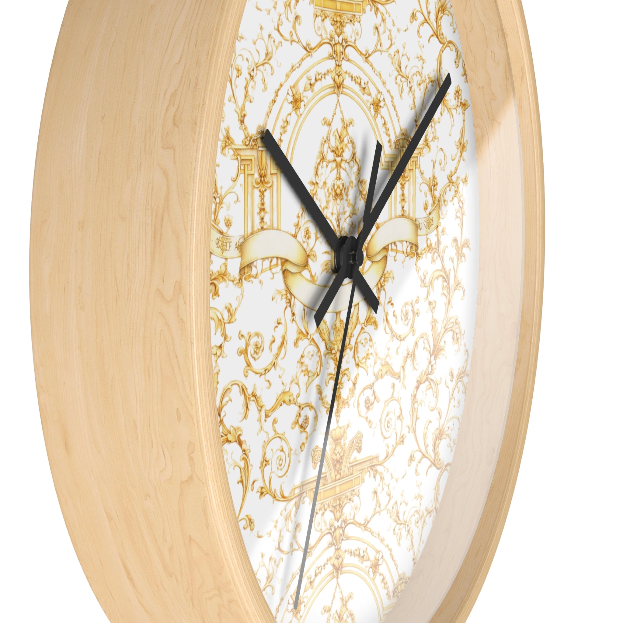 Elegant Gold Baroque Wall Clock | White & Gold Decorative Silent Clock