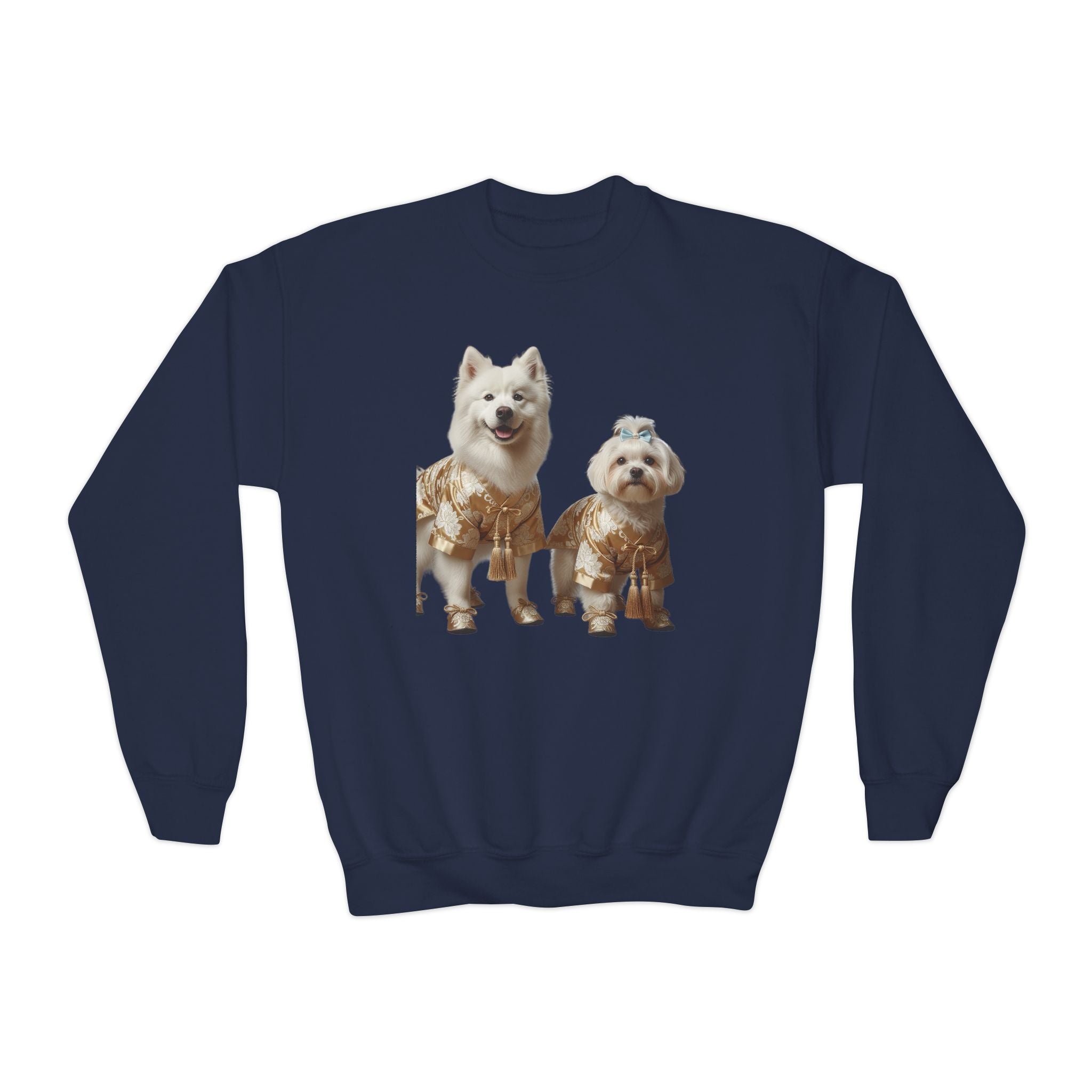 So Cute They Choose It First — Kids Sweatshirt with Twin Dog Illustration