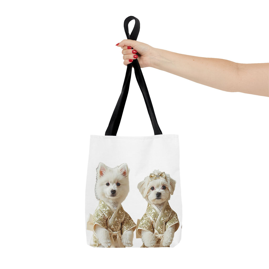 Royal Duo Dog Tote Bag – Elegant Couple Puppy Art Shoulder Bag