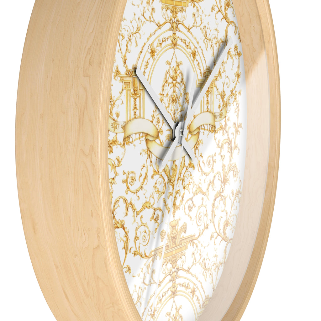 Elegant Gold Baroque Wall Clock | White & Gold Decorative Silent Clock