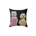 Glam Pooch Decorative Pillow — Dressed-Up Dogs Print Spun Polyester Square Pillow