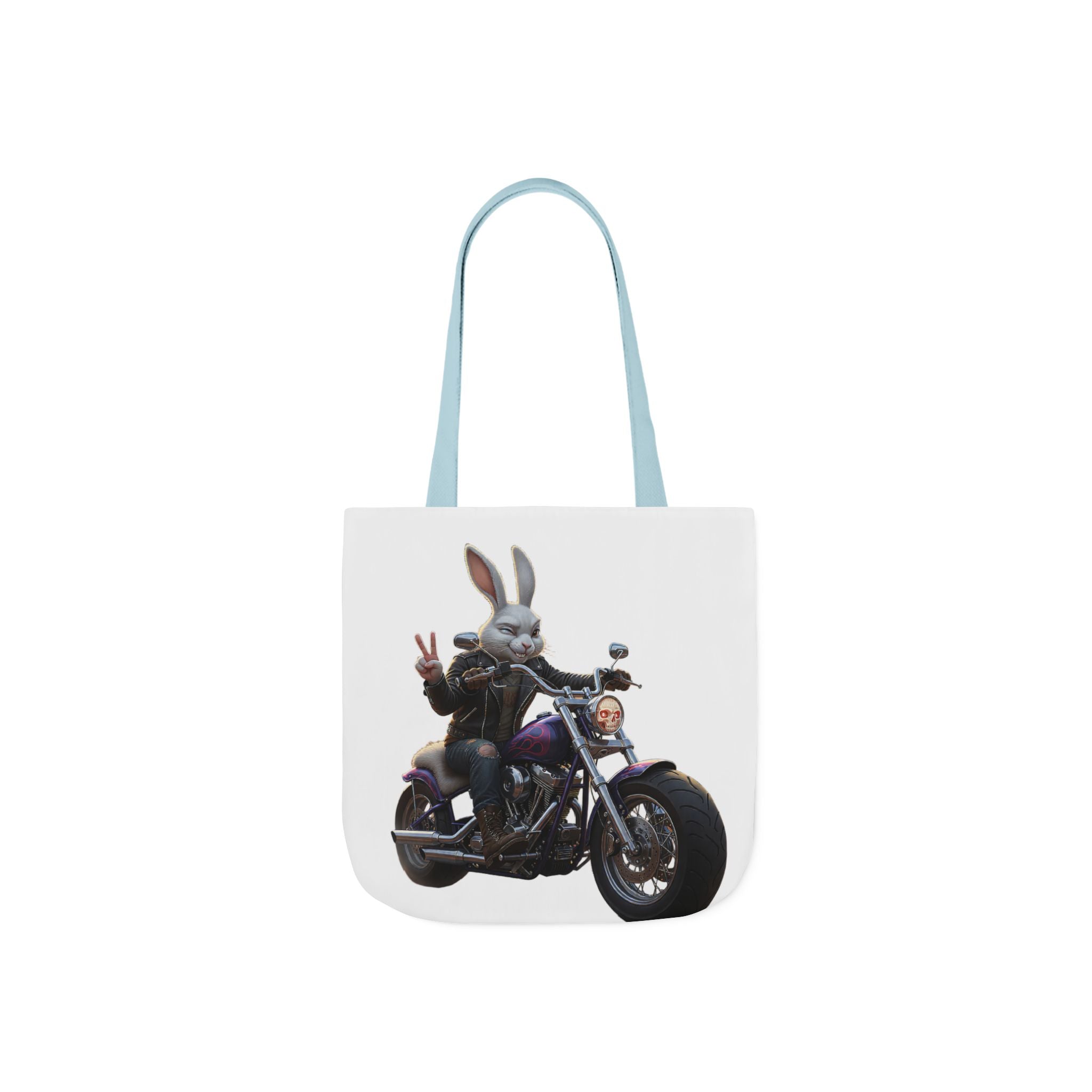 Biker Bunny Canvas Tote — Motorcycle Rabbit Graphic Tote Bag