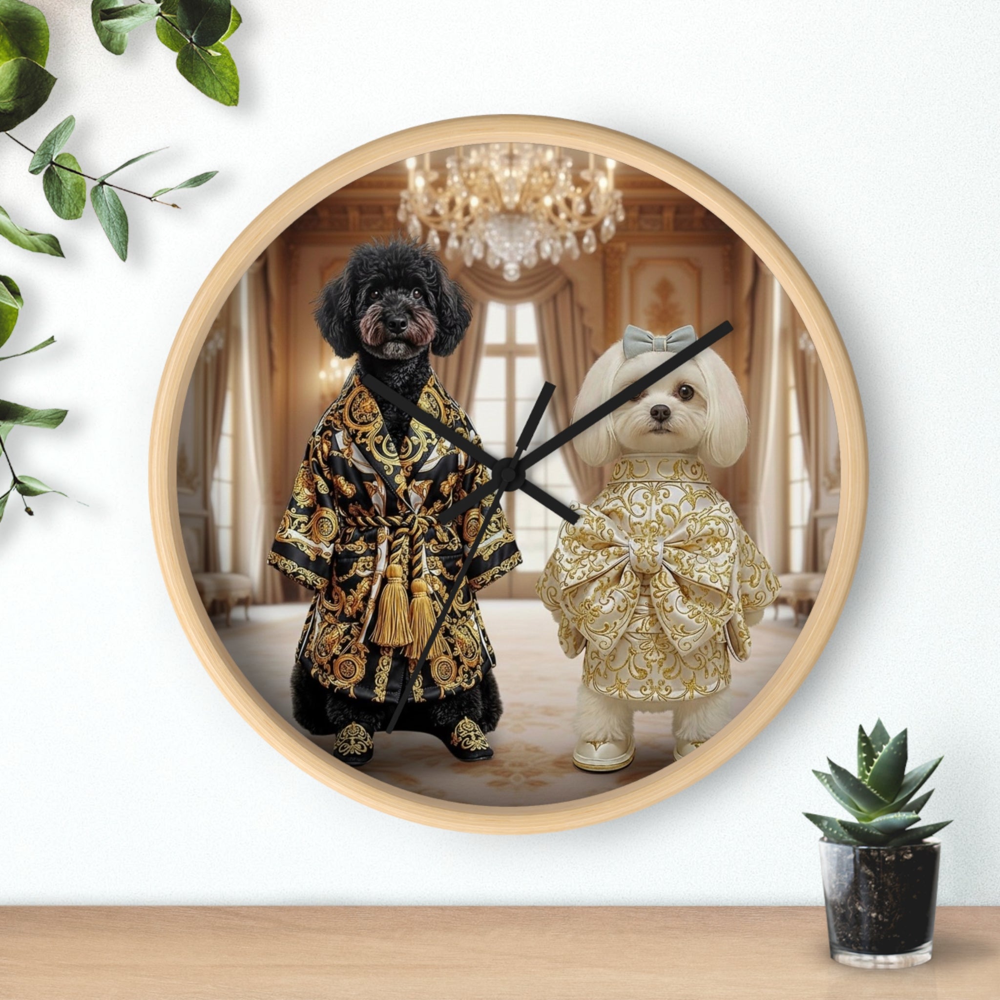 Lumi Global Royal Couture Dog Wall Clock – Black & Gold Luxury Edition