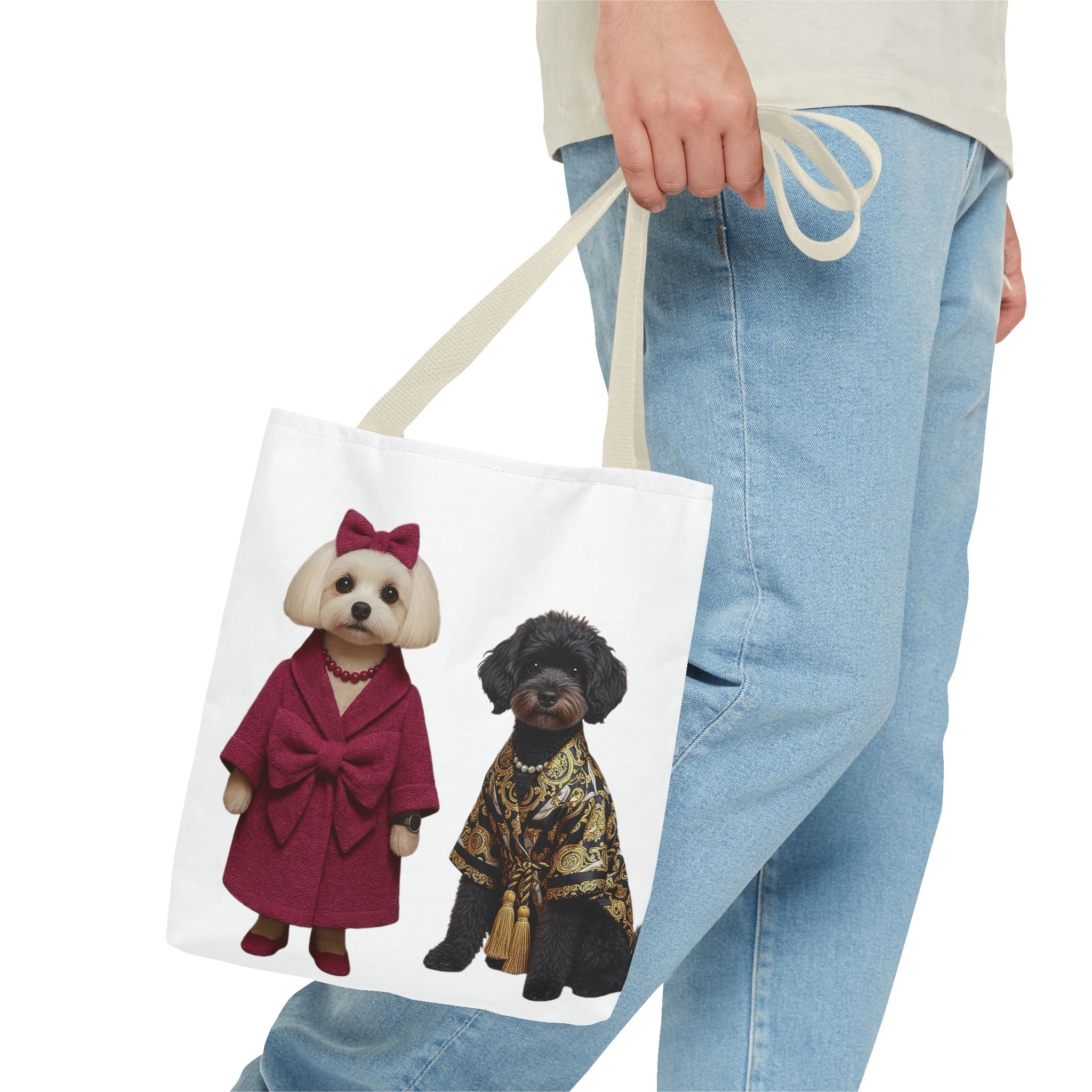 Stylish Dog Duo Tote Bag – Fashionable Poodle & Shih Tzu Print