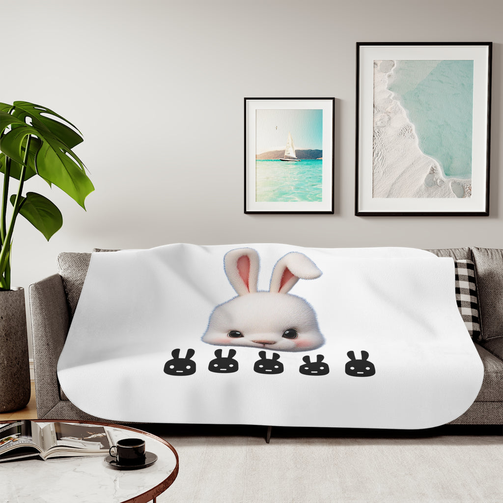 Cute Side Bunny Throw Blanket – Minimal Rabbit Illustration