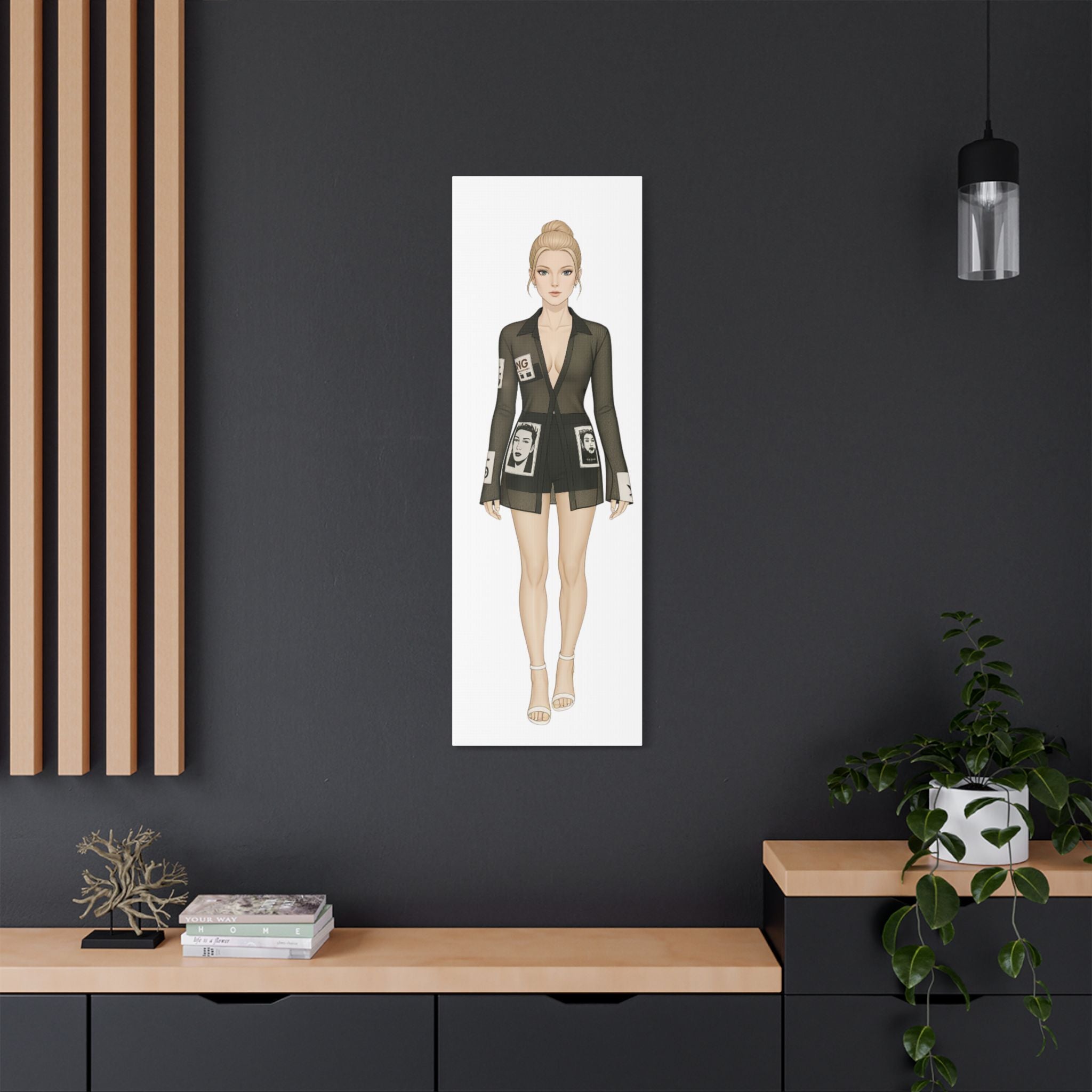 Modern Fashion Illustration Wall Art – Minimal Vertical Canvas, Contemporary Female Figure Print