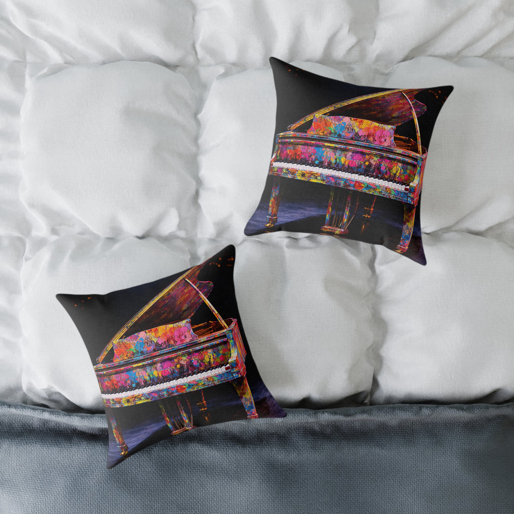 Colorful Grand Piano Art Pillow – Music Inspired Decorative Cushion