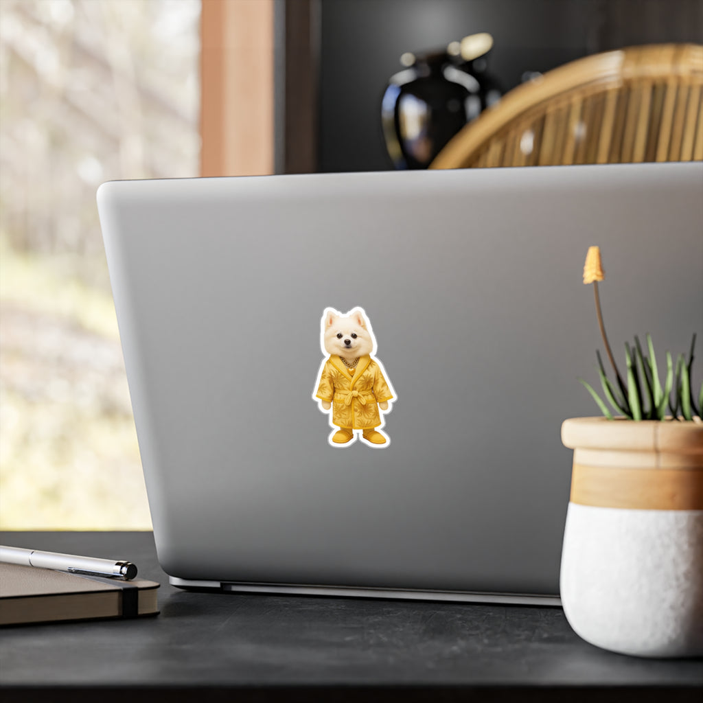 Gold Robe Pomeranian Sticker – Luxury Puppy Vinyl Sticker