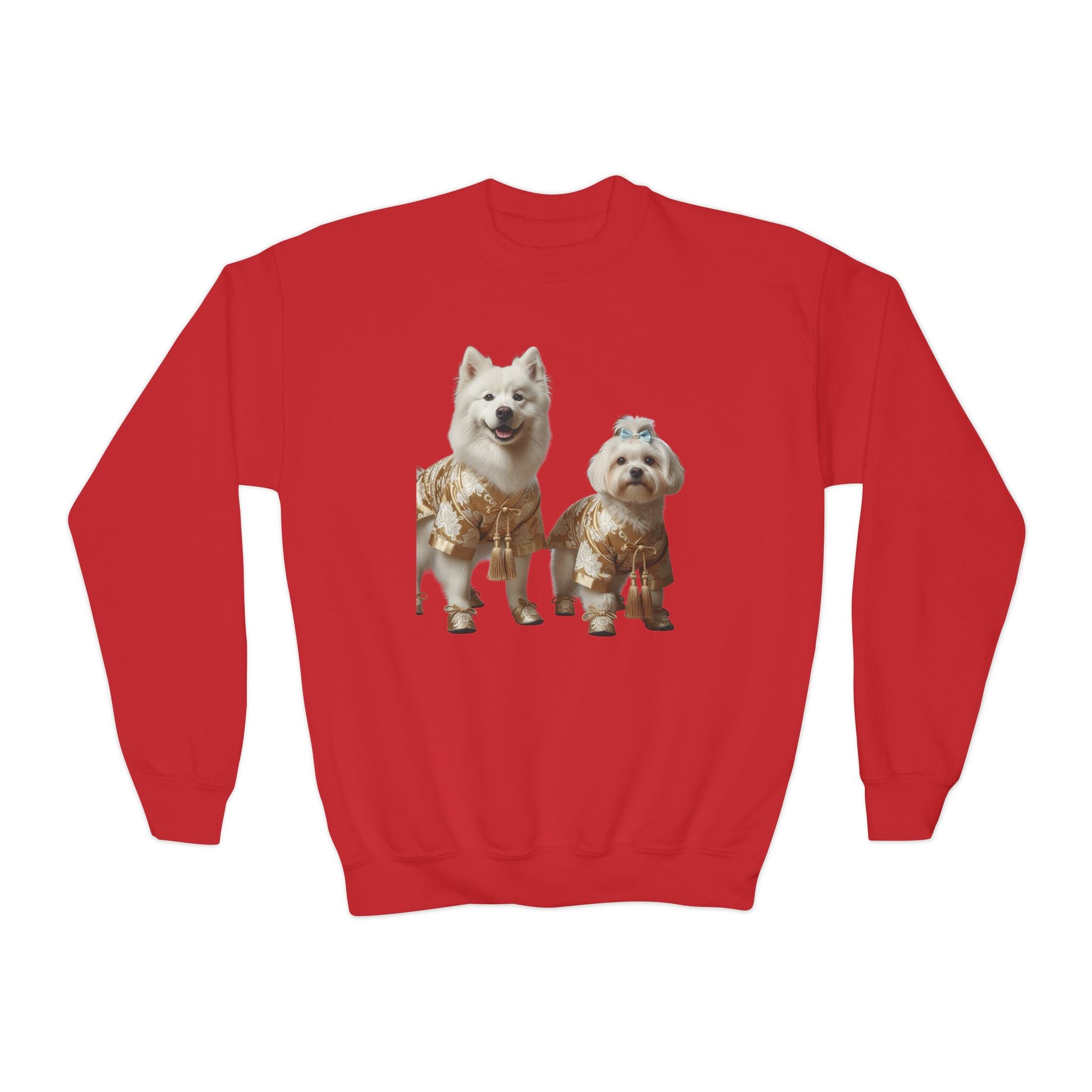 So Cute They Choose It First — Kids Sweatshirt with Twin Dog Illustration