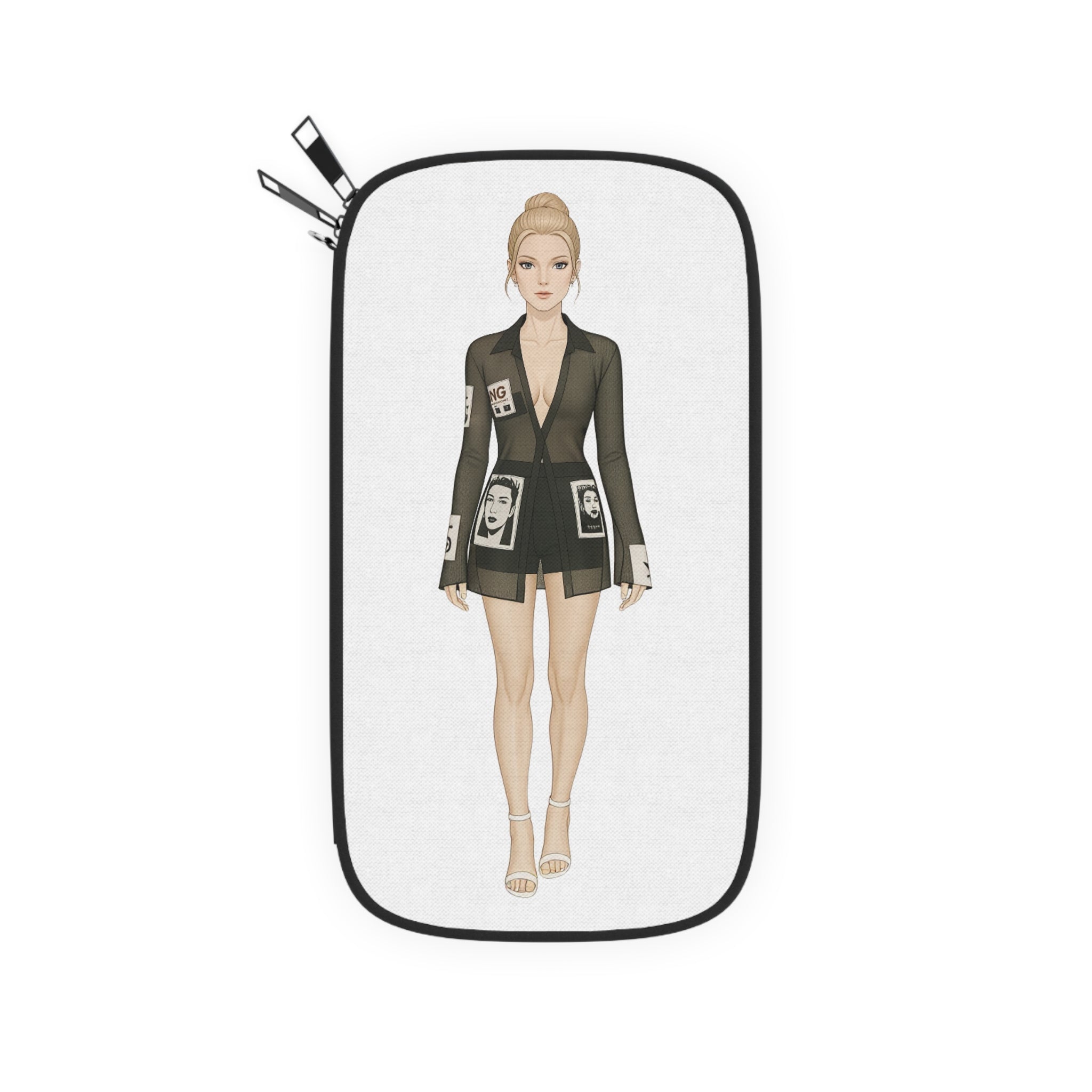 Fashion Illustration Passport Pouch – Travel Document Organizer with Neck Strap