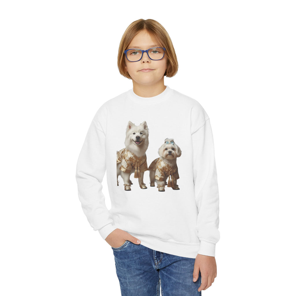 So Cute They Choose It First — Kids Sweatshirt with Twin Dog Illustration