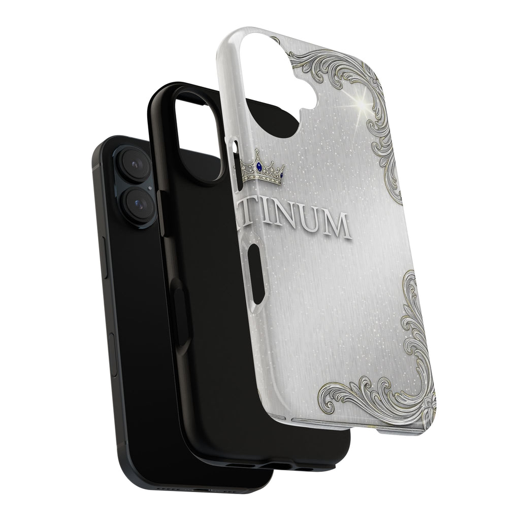 Brushed Silver Baroque iPhone Case — Luxury Minimalist Tough Cases