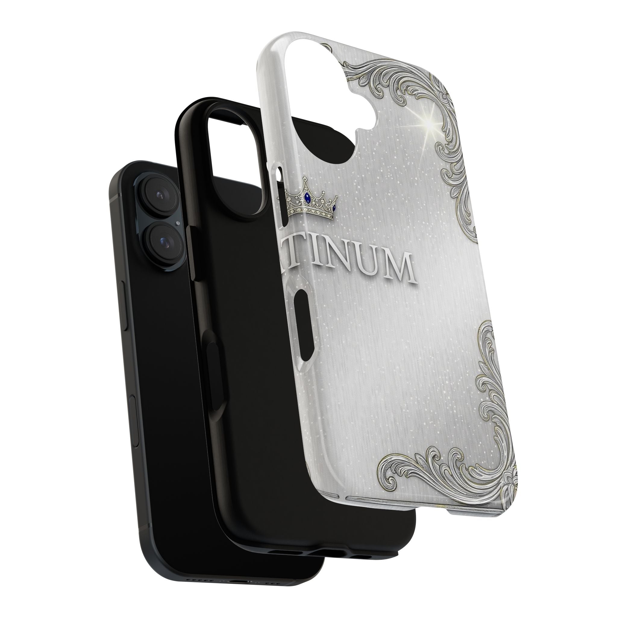 Brushed Silver Baroque iPhone Case — Luxury Minimalist Tough Cases