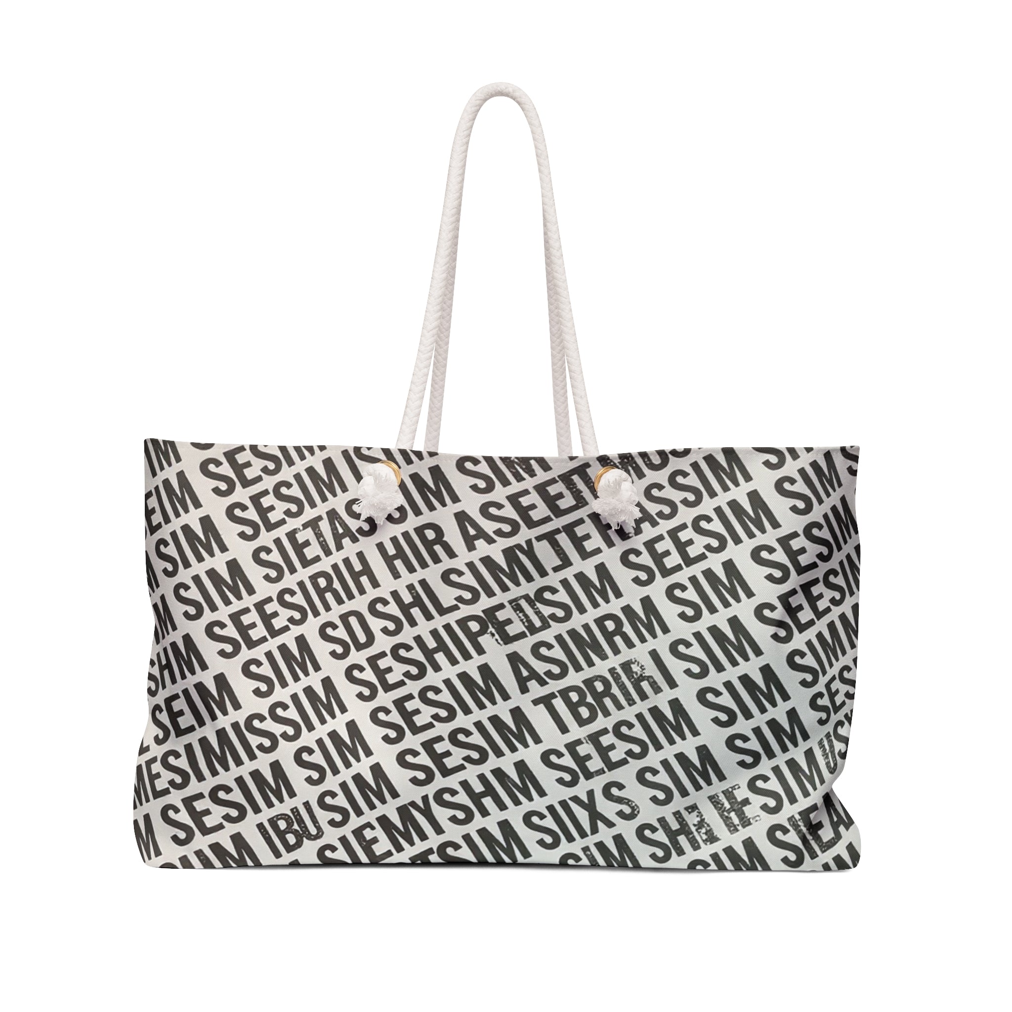 Text Pattern Tote Bag – Graphic Minimal Canvas Tote