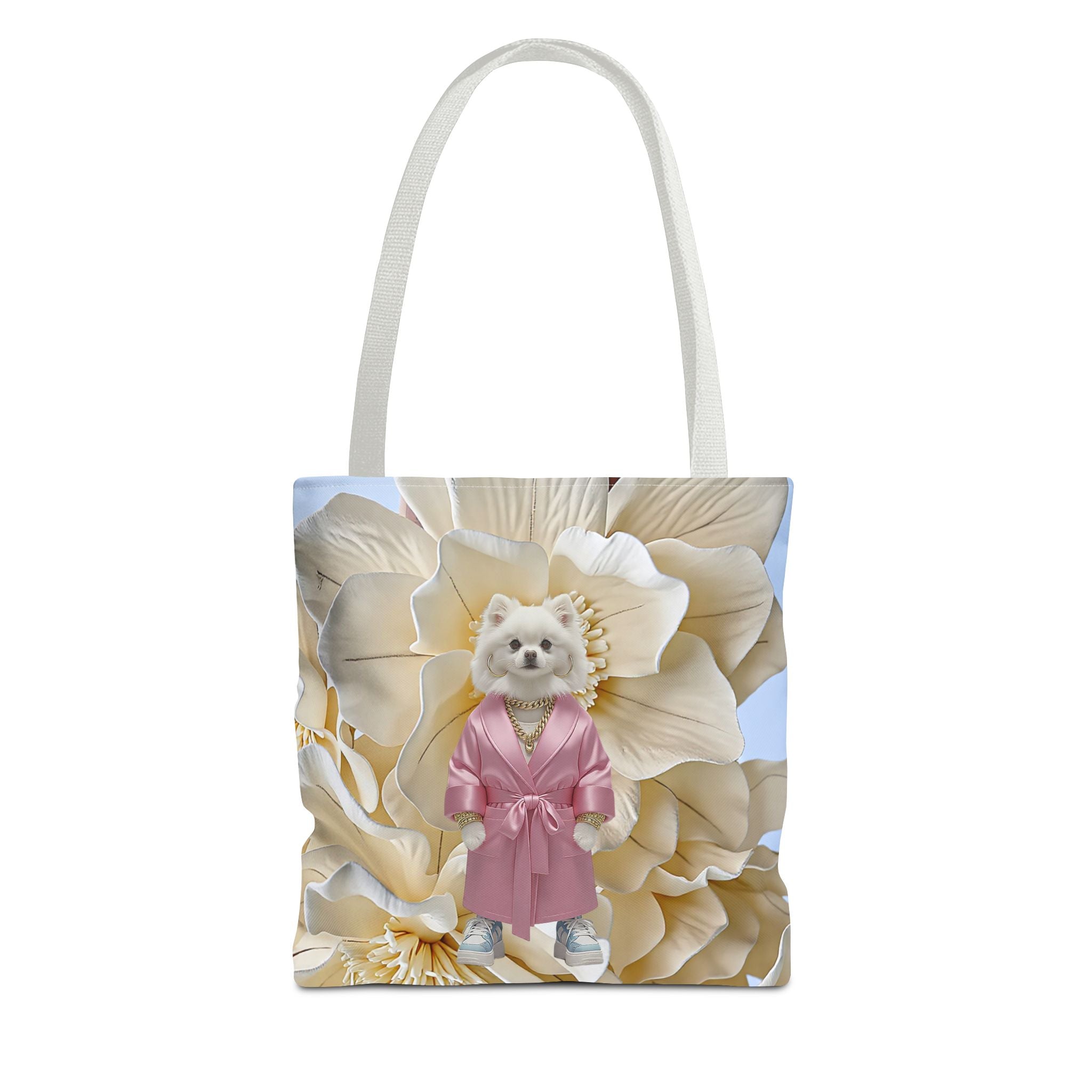 Elegant Dog in Pink Robe Tote Bag
