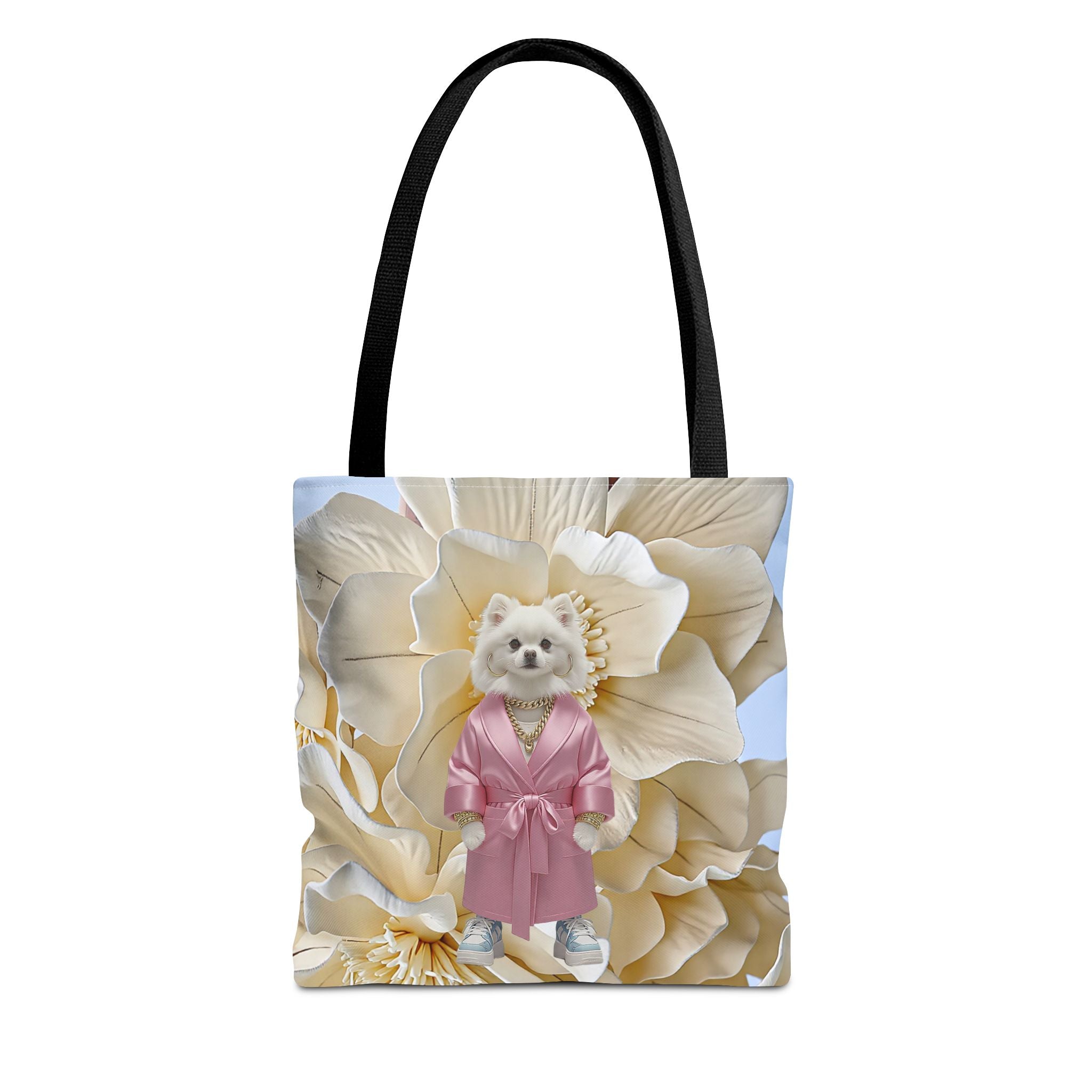 Elegant Dog in Pink Robe Tote Bag