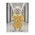 Plush Fleece Blanket - Fashionable Pomeranian in Gold Robe Throw