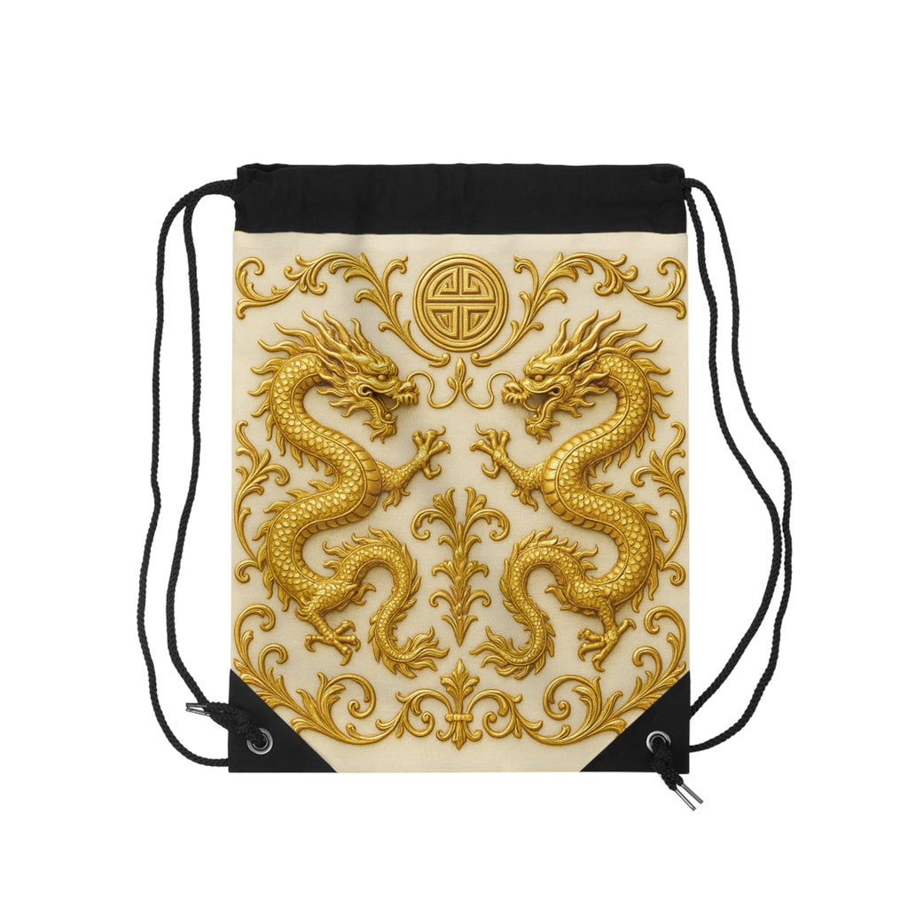 Golden Dragon Emblem Drawstring Bag – Statement Carry