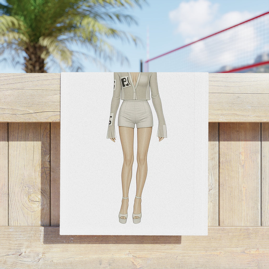 Minimalist Fashion Illustration Beach Towel – Vertical Modern Art Design