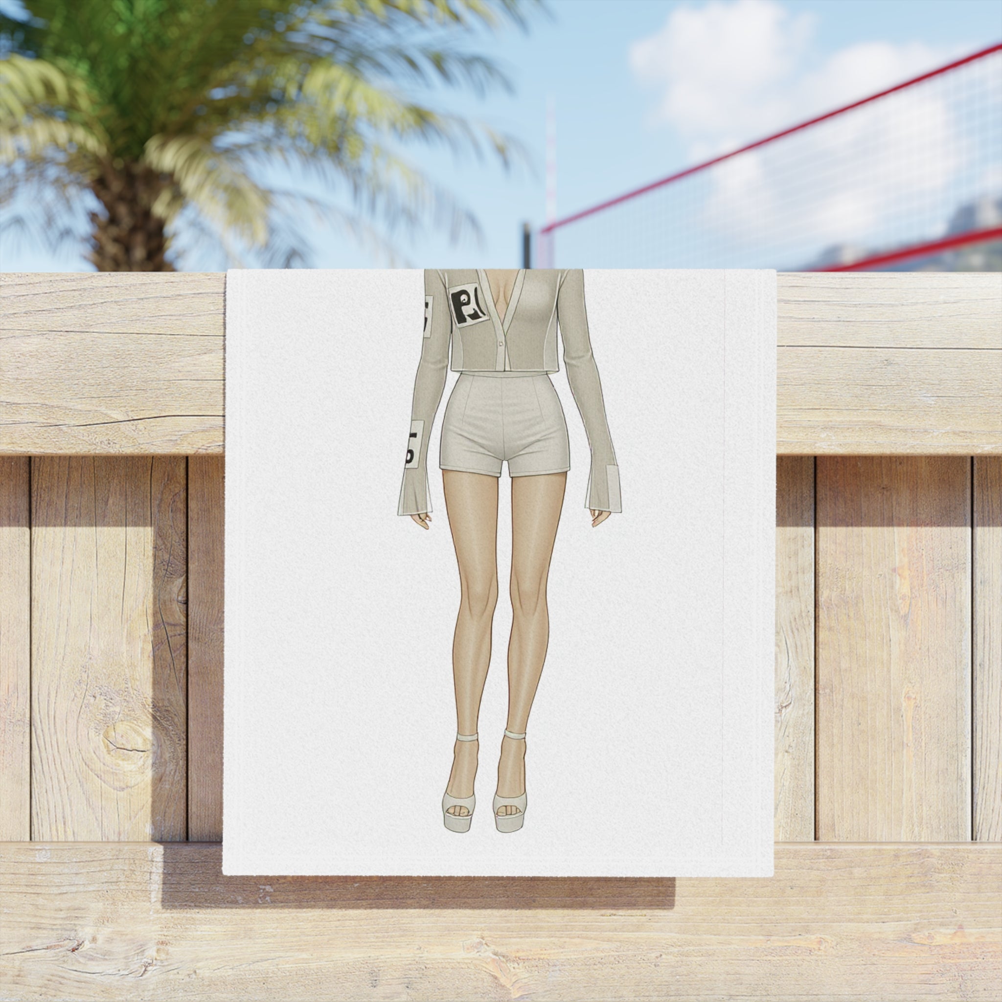 Minimalist Fashion Illustration Beach Towel – Vertical Modern Art Design