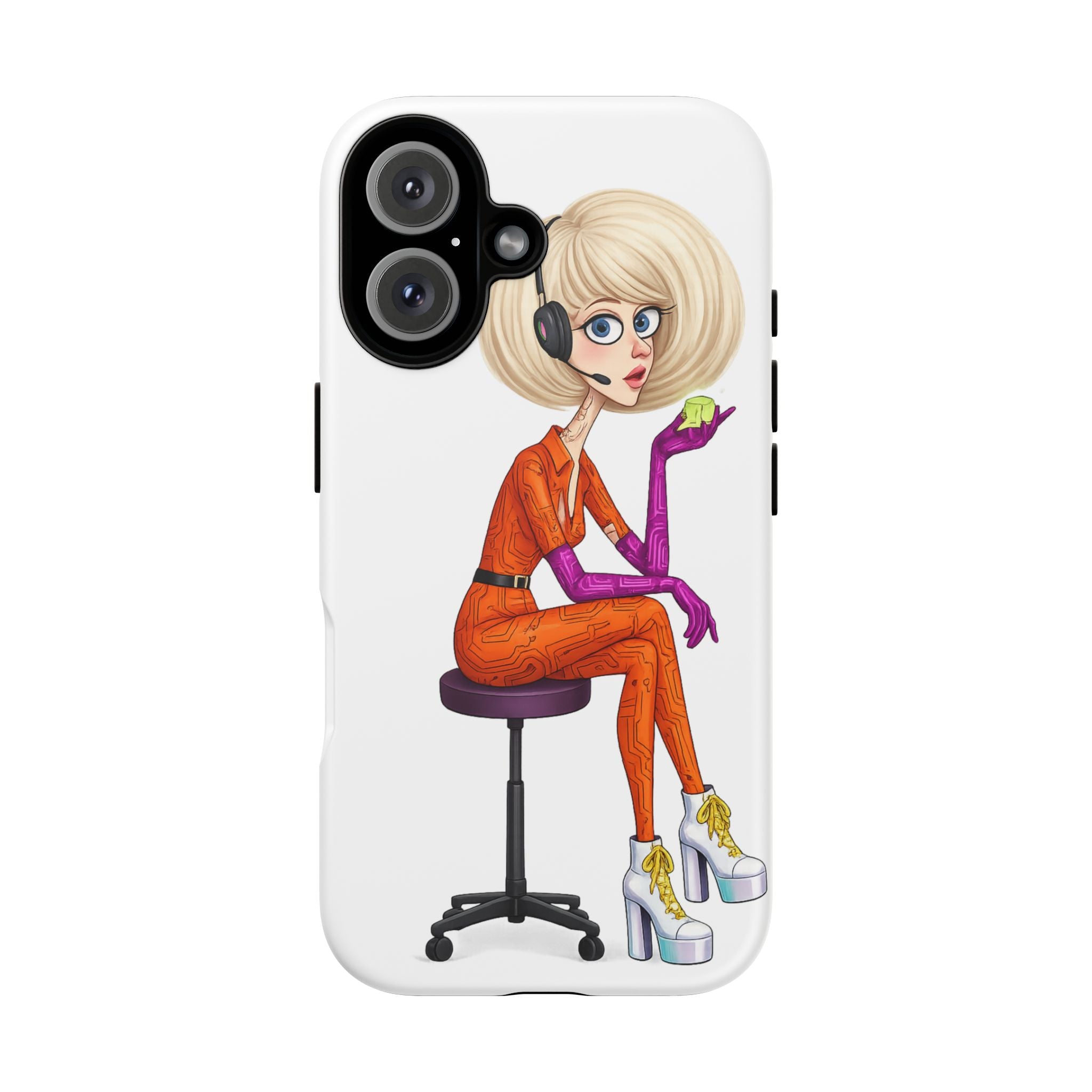 Retro Futuristic Girl iPhone Case | Pop Art Sci-Fi Character Phone Case