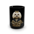 Black Ceramic Mug — Gold Royal Dog Illustration (15oz)