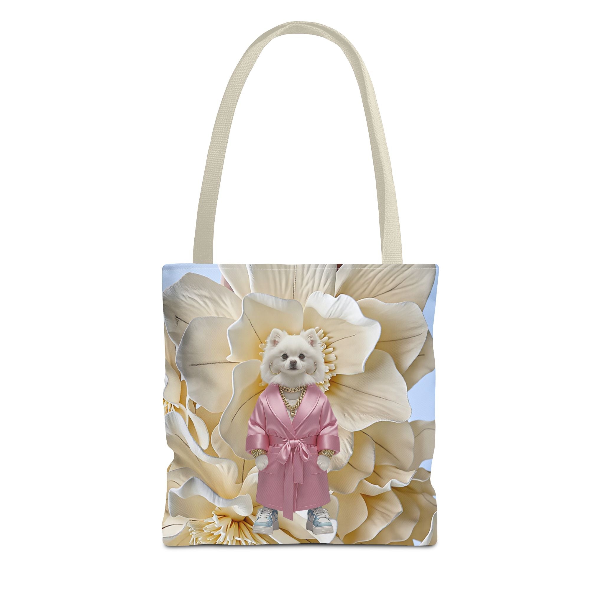 Elegant Dog in Pink Robe Tote Bag