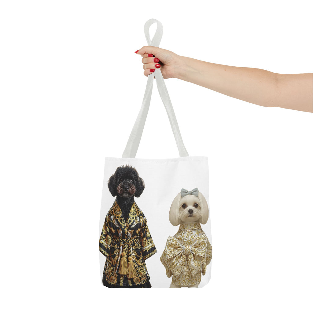 Black & Gold Duo Dog Tote Bag — Stylish All‑Over Print
