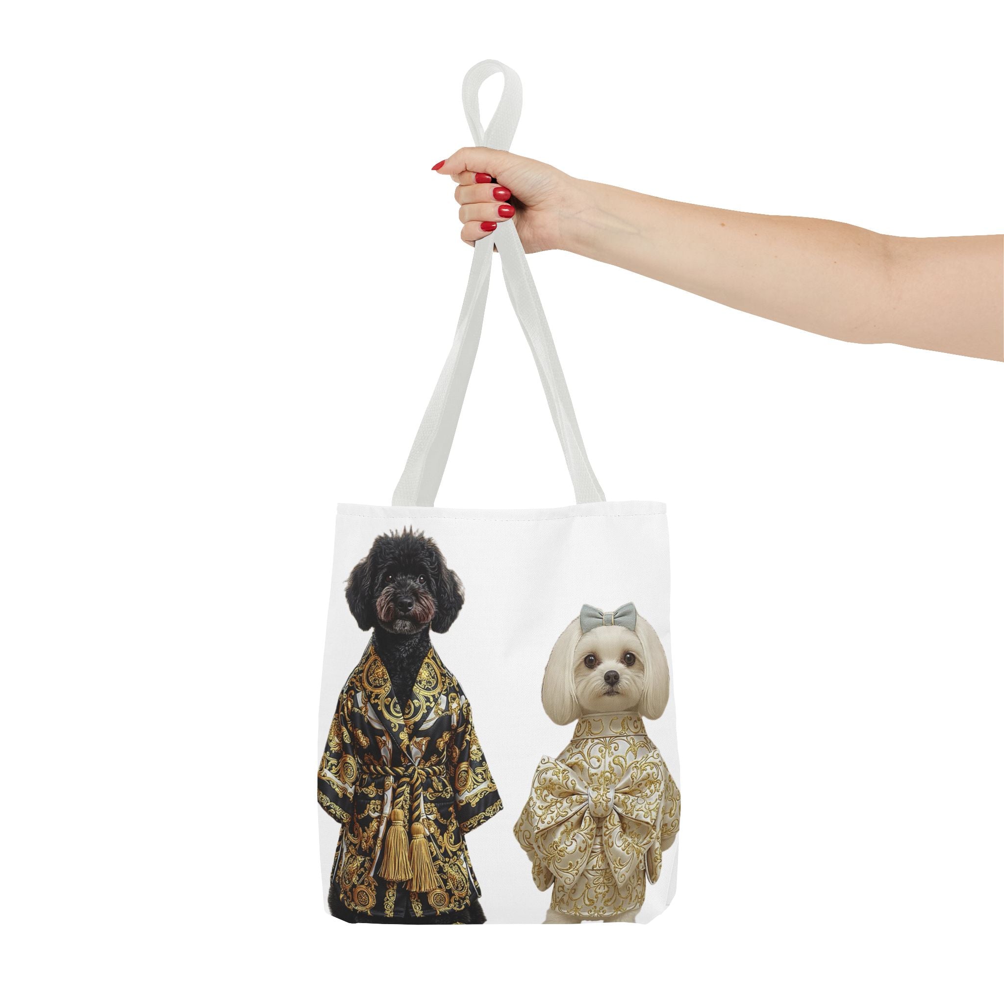 Black & Gold Duo Dog Tote Bag — Stylish All‑Over Print