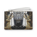 Black Luxury Crown Clutch Bag – Elegant Daily Purse, Minimal Gold Pattern, Gift-Ready Design
