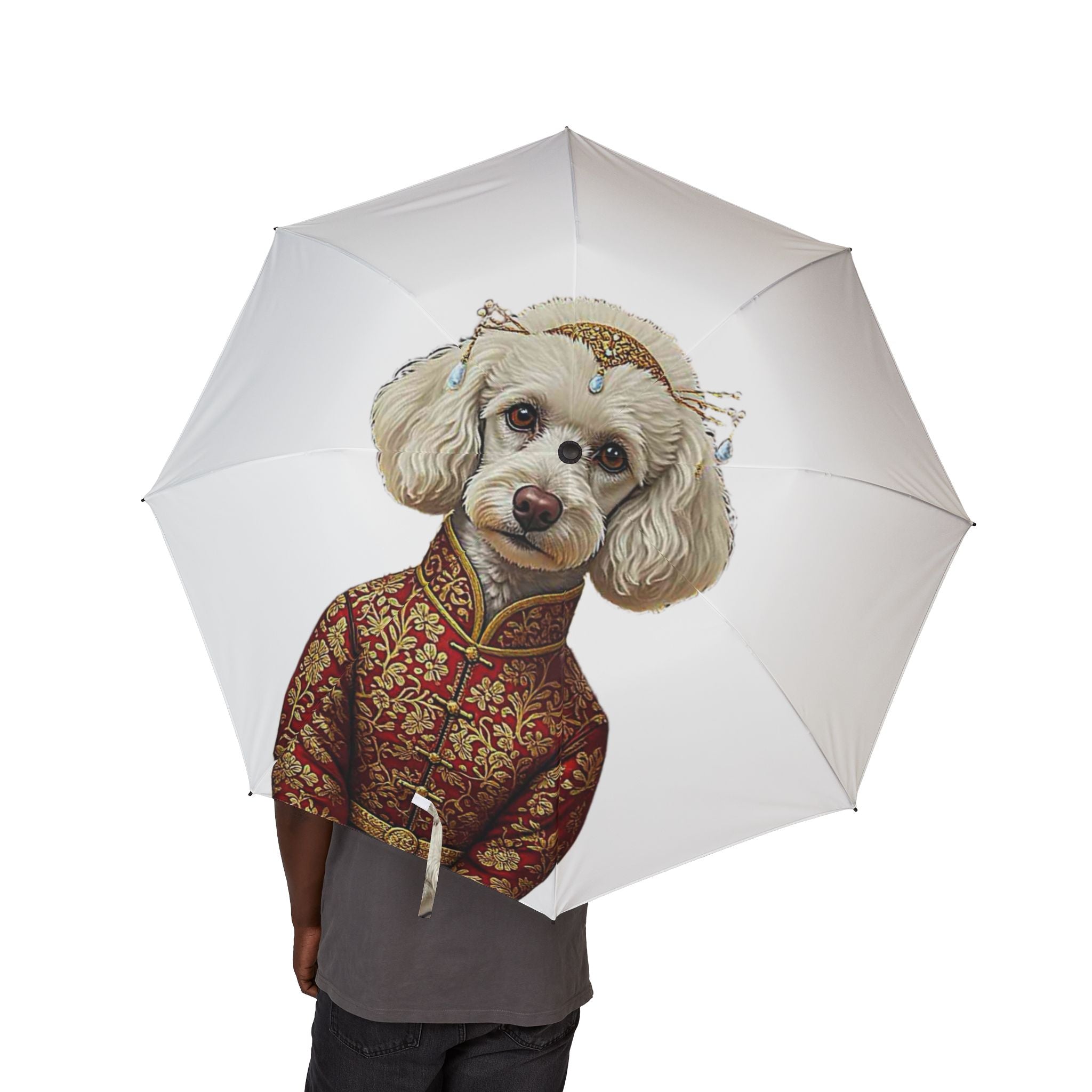 Dog in Regal Coat Umbrella — Foldable Semi‑Automatic Rain Umbrella