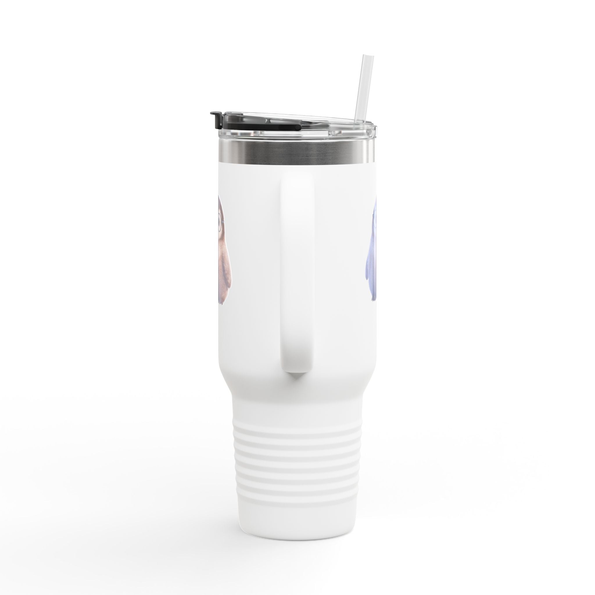 Penguin Minimalist 40oz Insulated Travel Mug — White Tumbler with Handle & Secure Lid