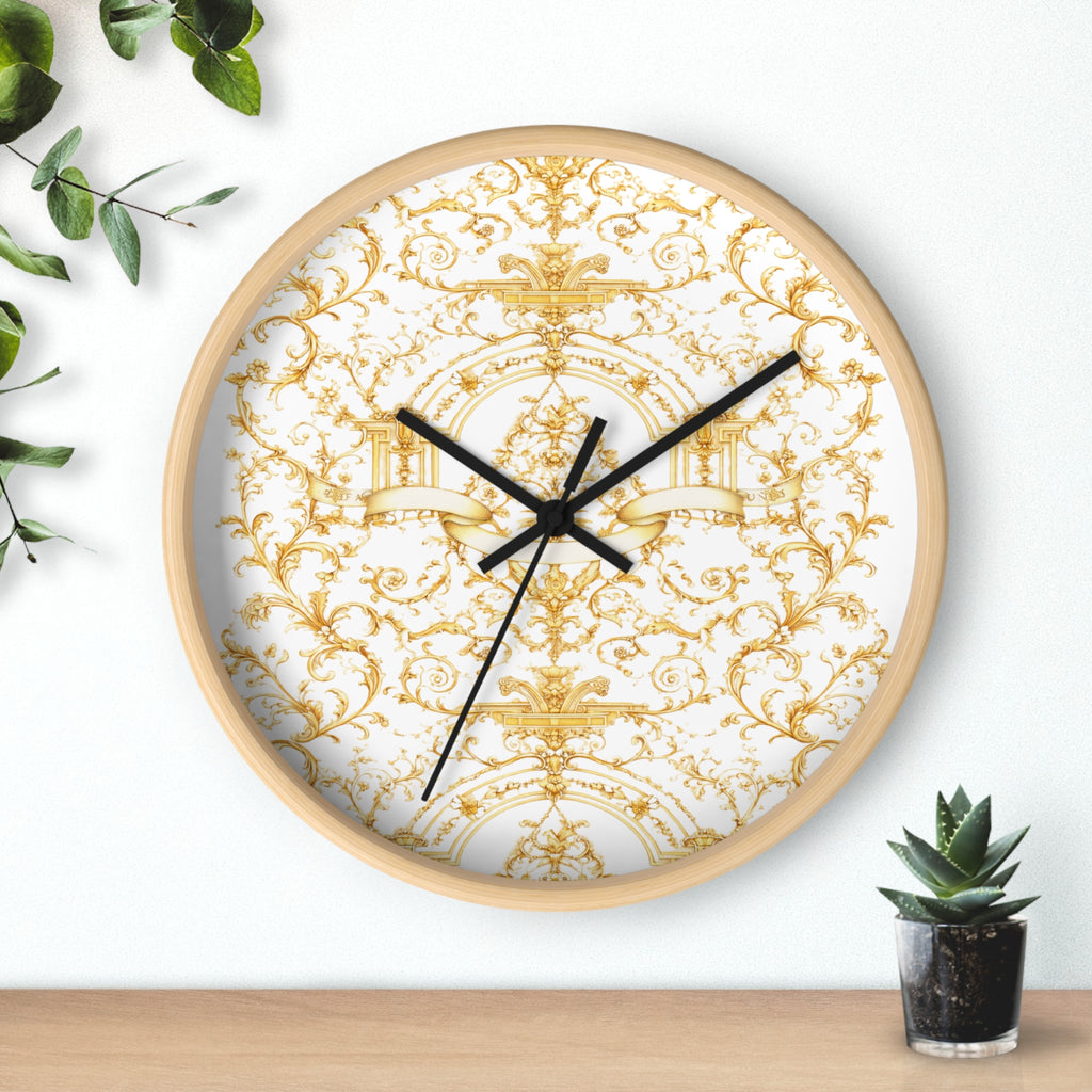Elegant Gold Baroque Wall Clock | White & Gold Decorative Silent Clock