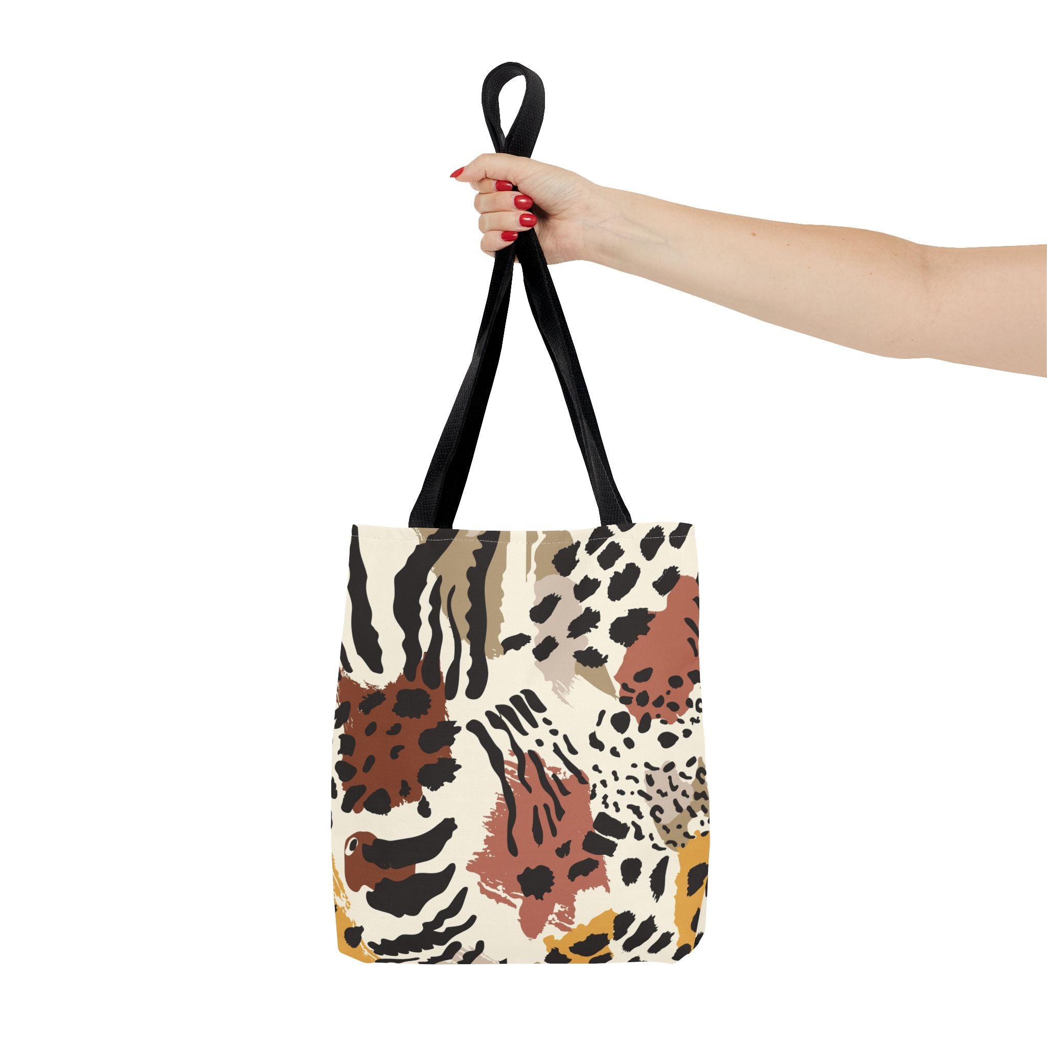 Animal Print Tote Bag — Neutral Safari Pattern AOP