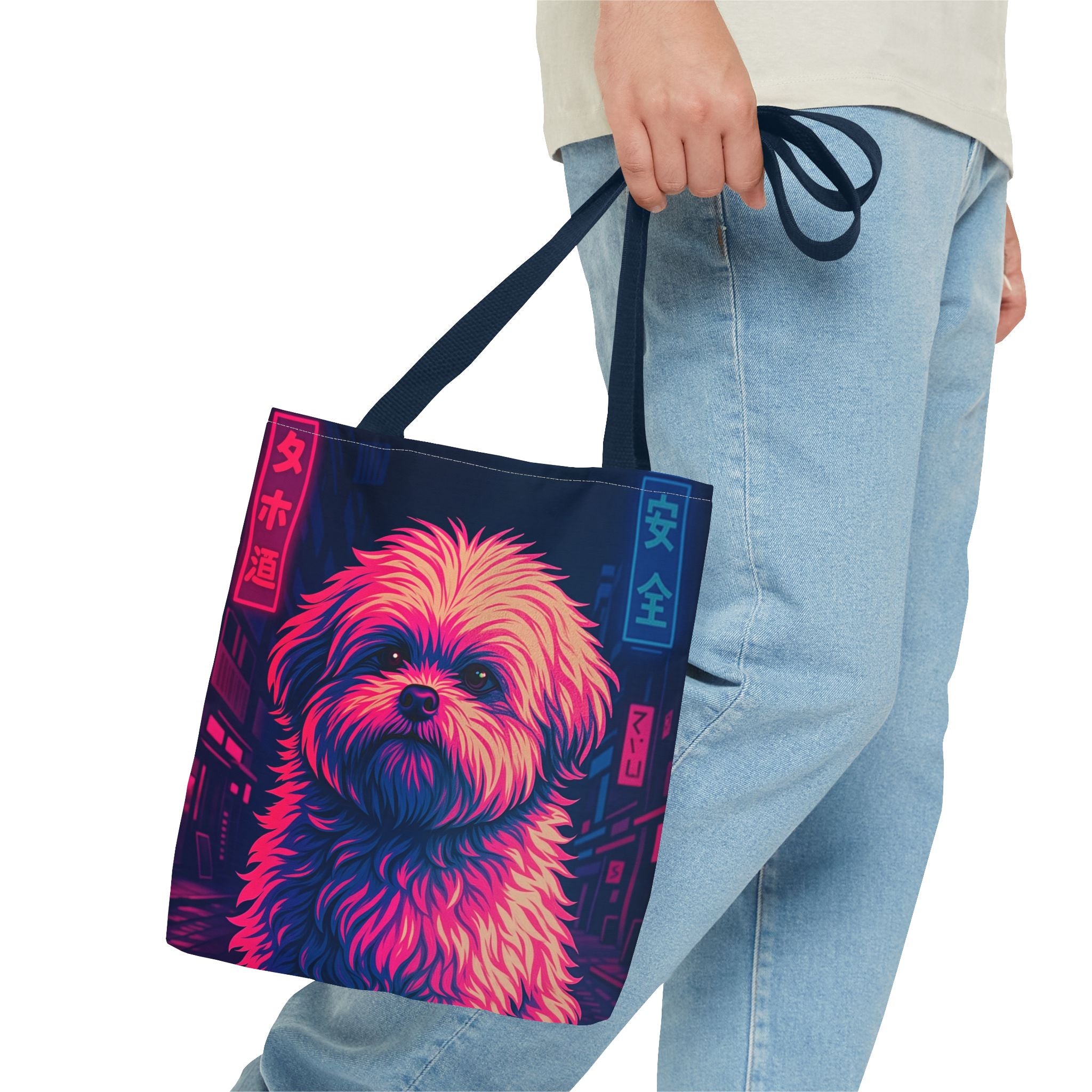 Neon Dog Art Tote Bag – Bold Color Statement Tote