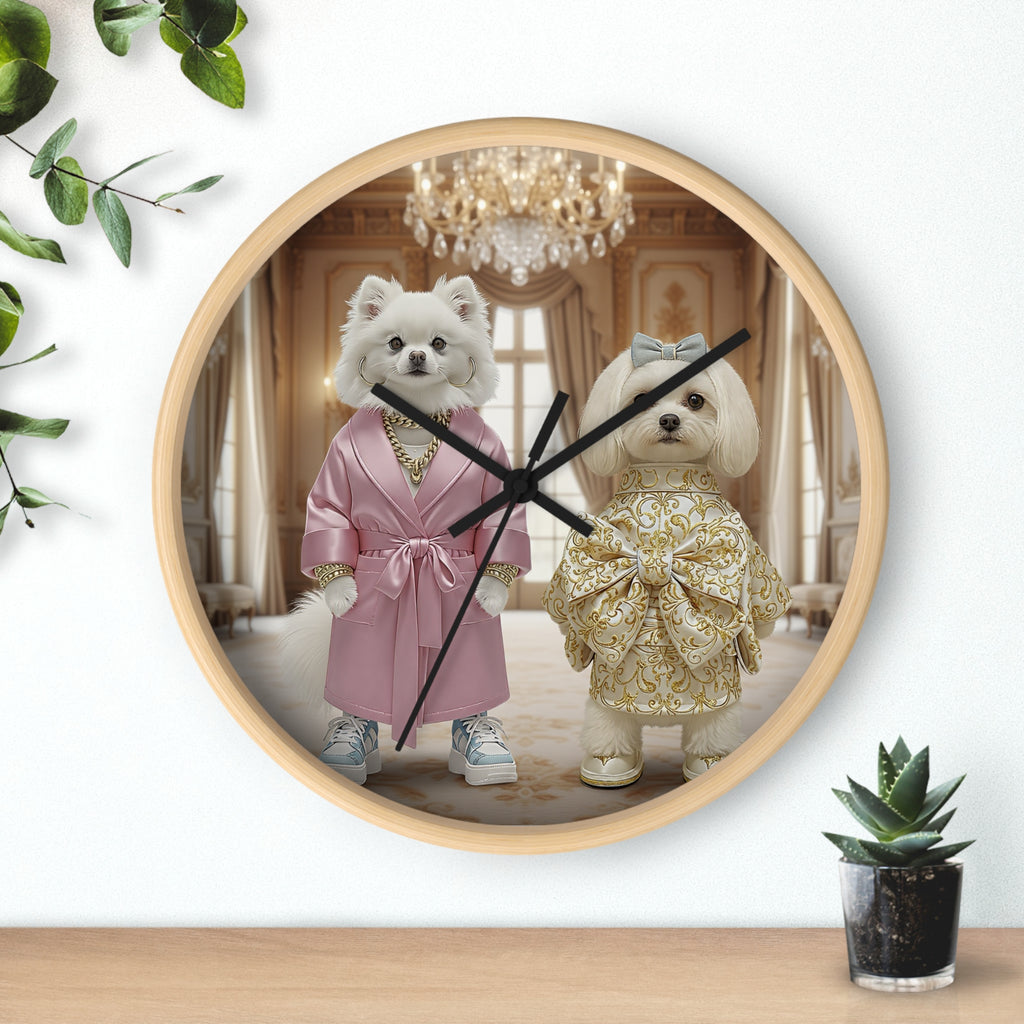 Luxury Posh Pups Wall Clock – Pink & Gold Royal Edition