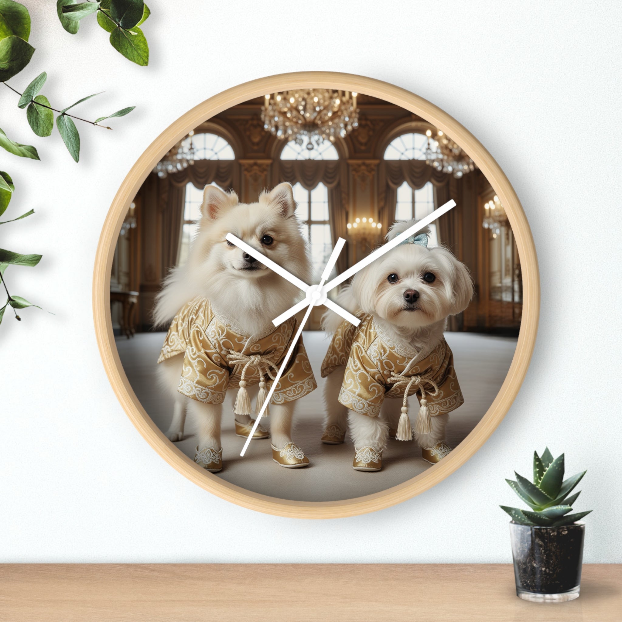 Luxury Golden Pups Wall Clock – Royal Palace Edition