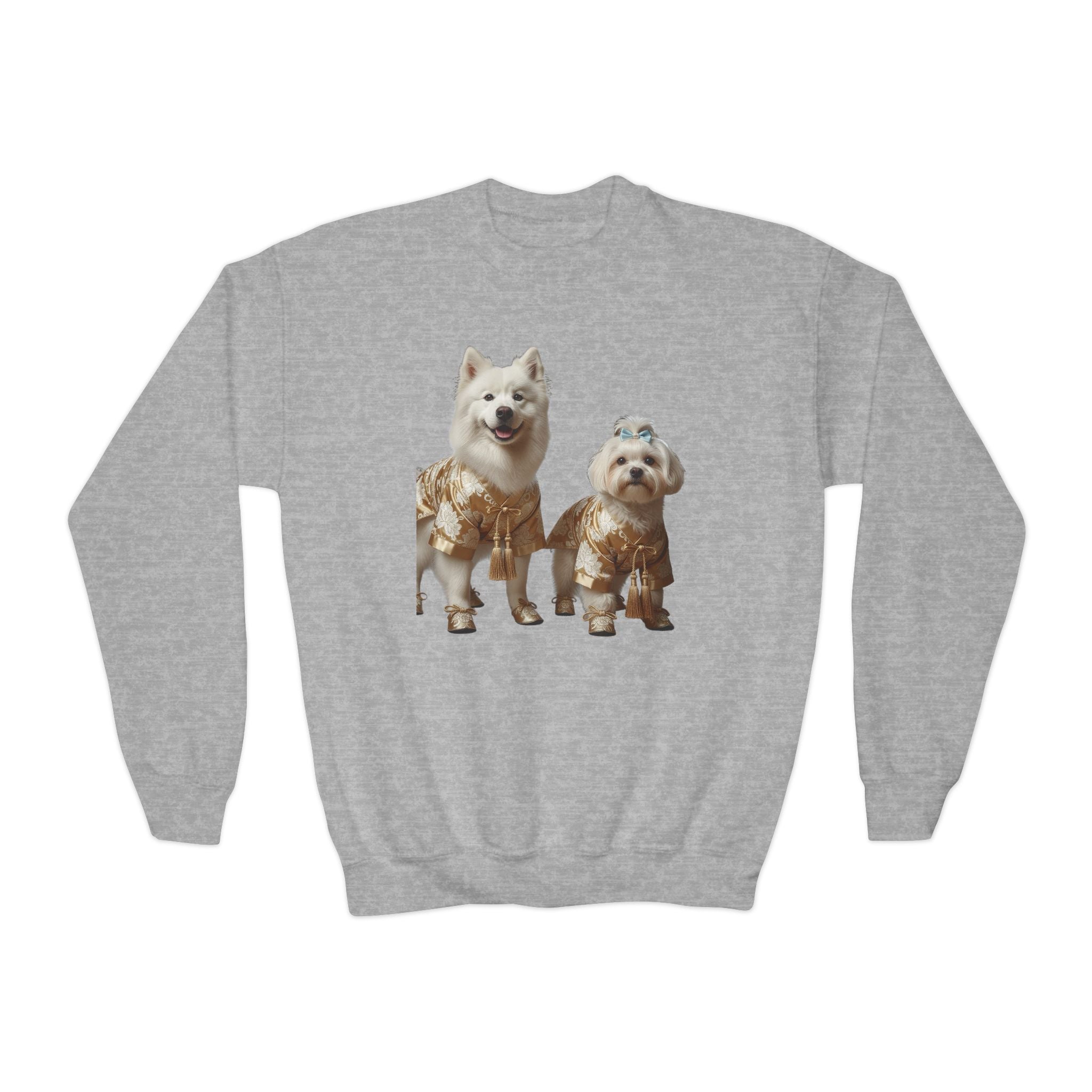 So Cute They Choose It First — Kids Sweatshirt with Twin Dog Illustration