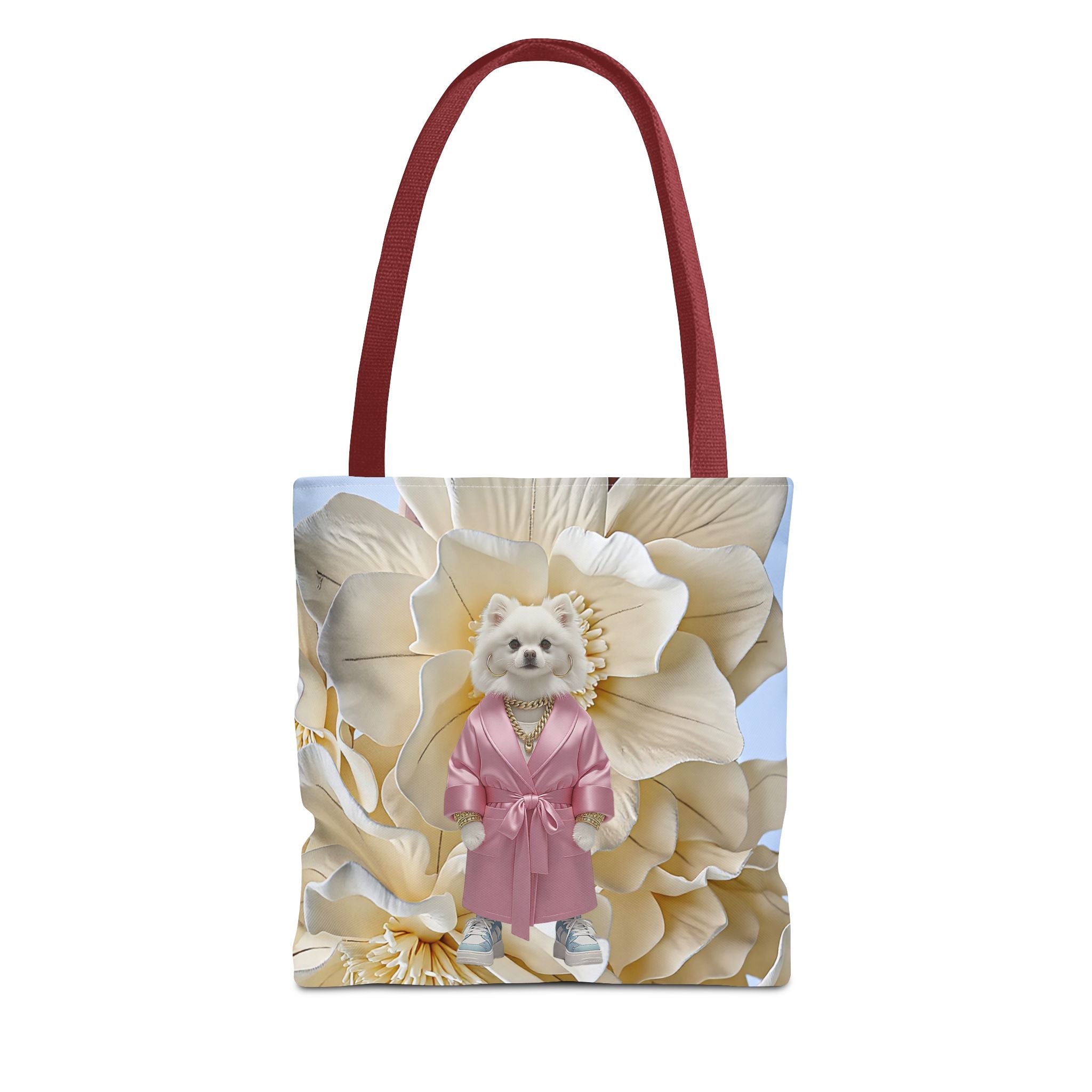 Elegant Dog in Pink Robe Tote Bag