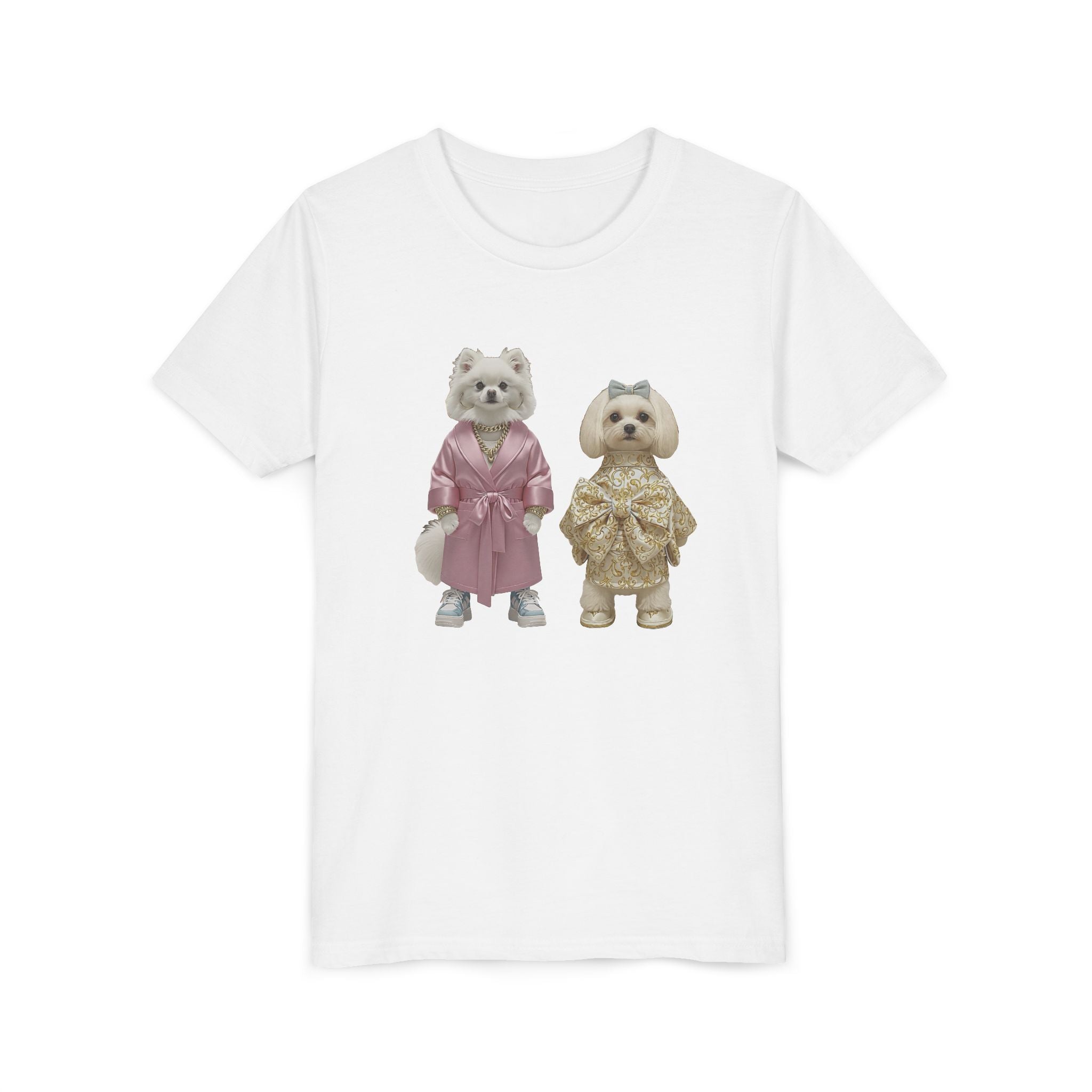 Royal Pup Duo Youth T-Shirt | Luxury Dog Illustration Tee