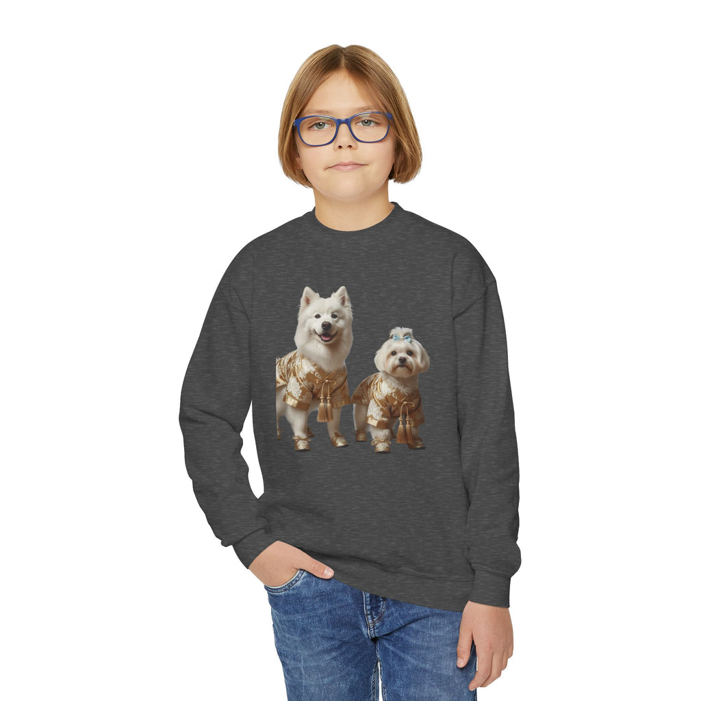 So Cute They Choose It First — Kids Sweatshirt with Twin Dog Illustration