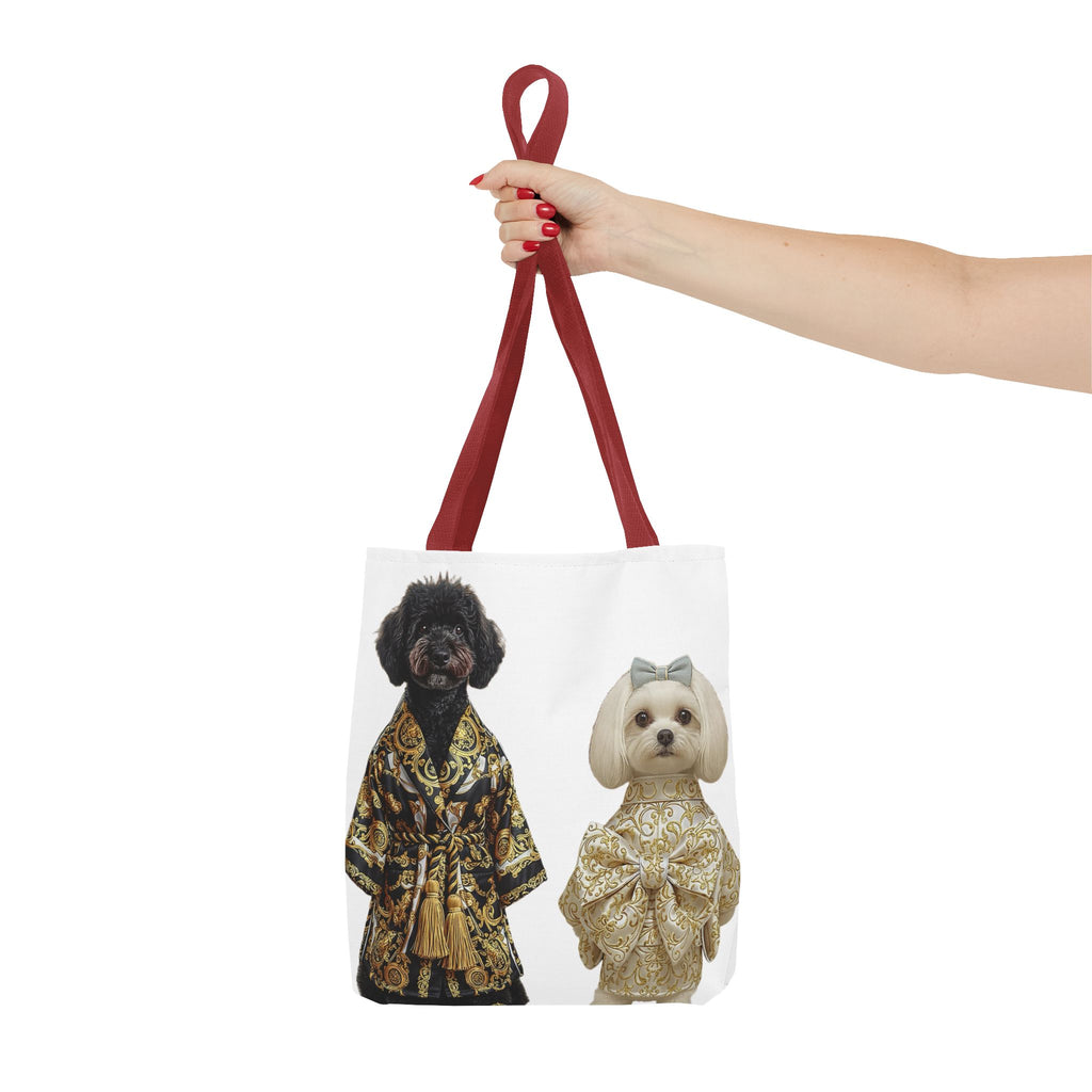 Black & Gold Duo Dog Tote Bag — Stylish All‑Over Print