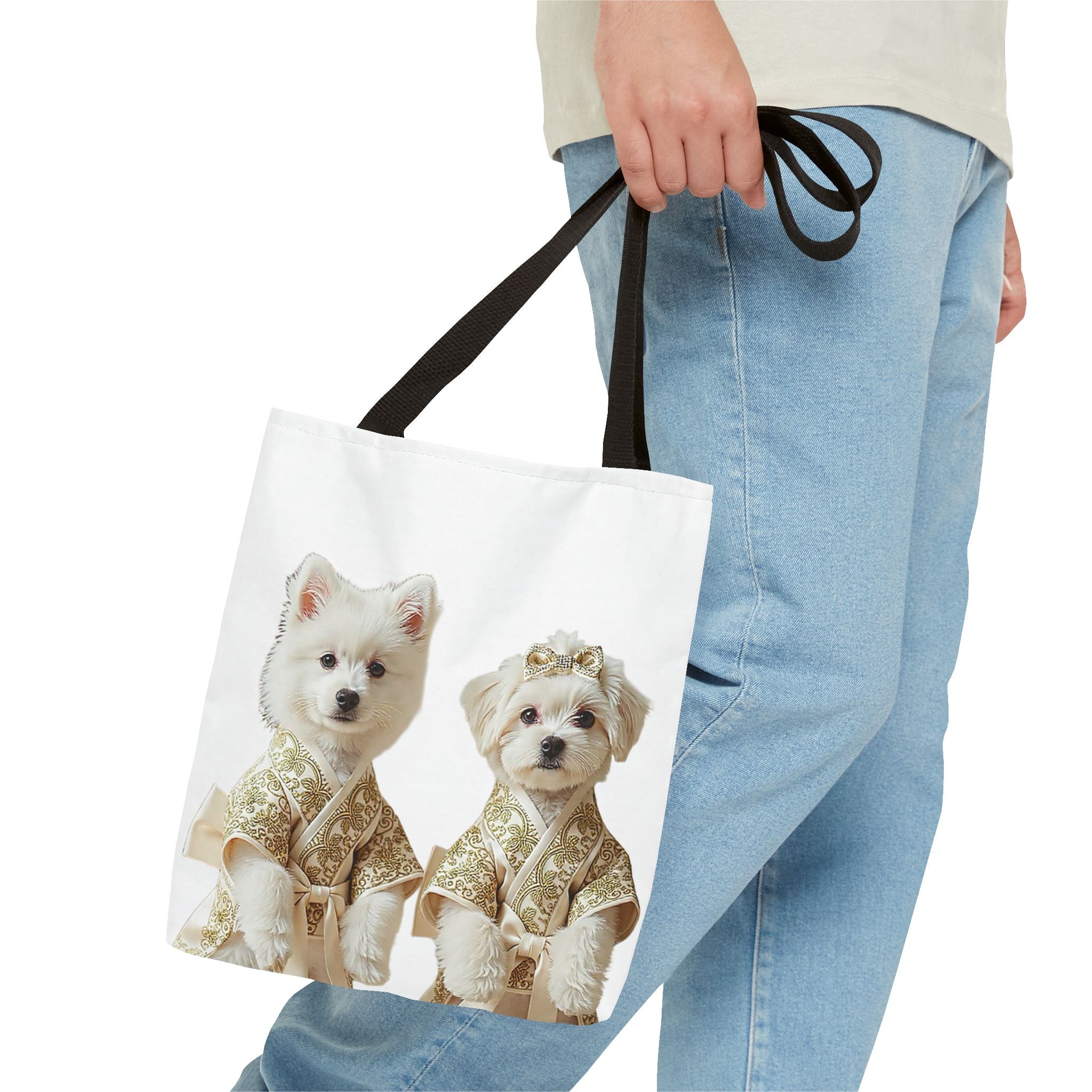Royal Duo Dog Tote Bag – Elegant Couple Puppy Art Shoulder Bag