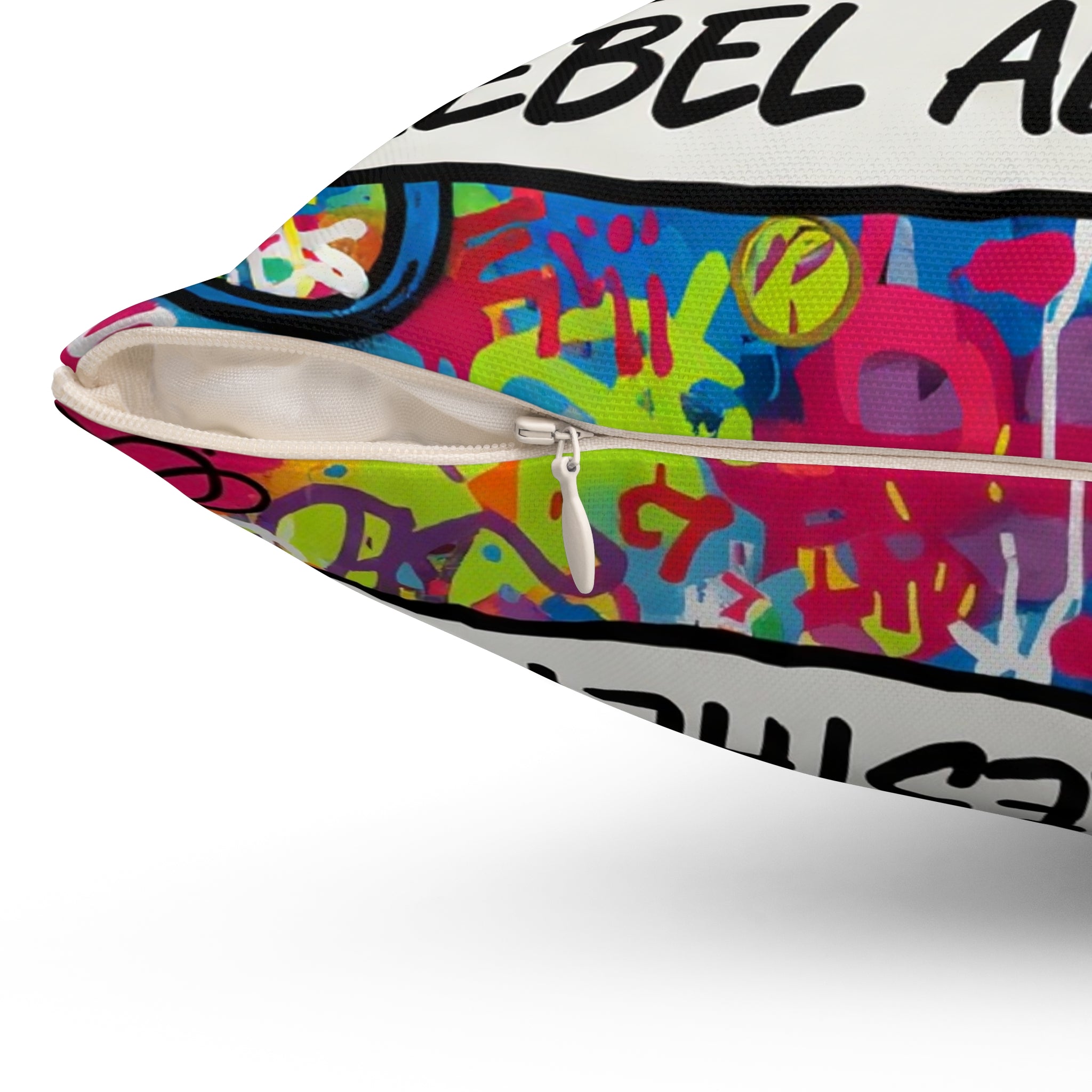 Graffiti Winged Skull Pillow — Street Art Bold Accent Cushion