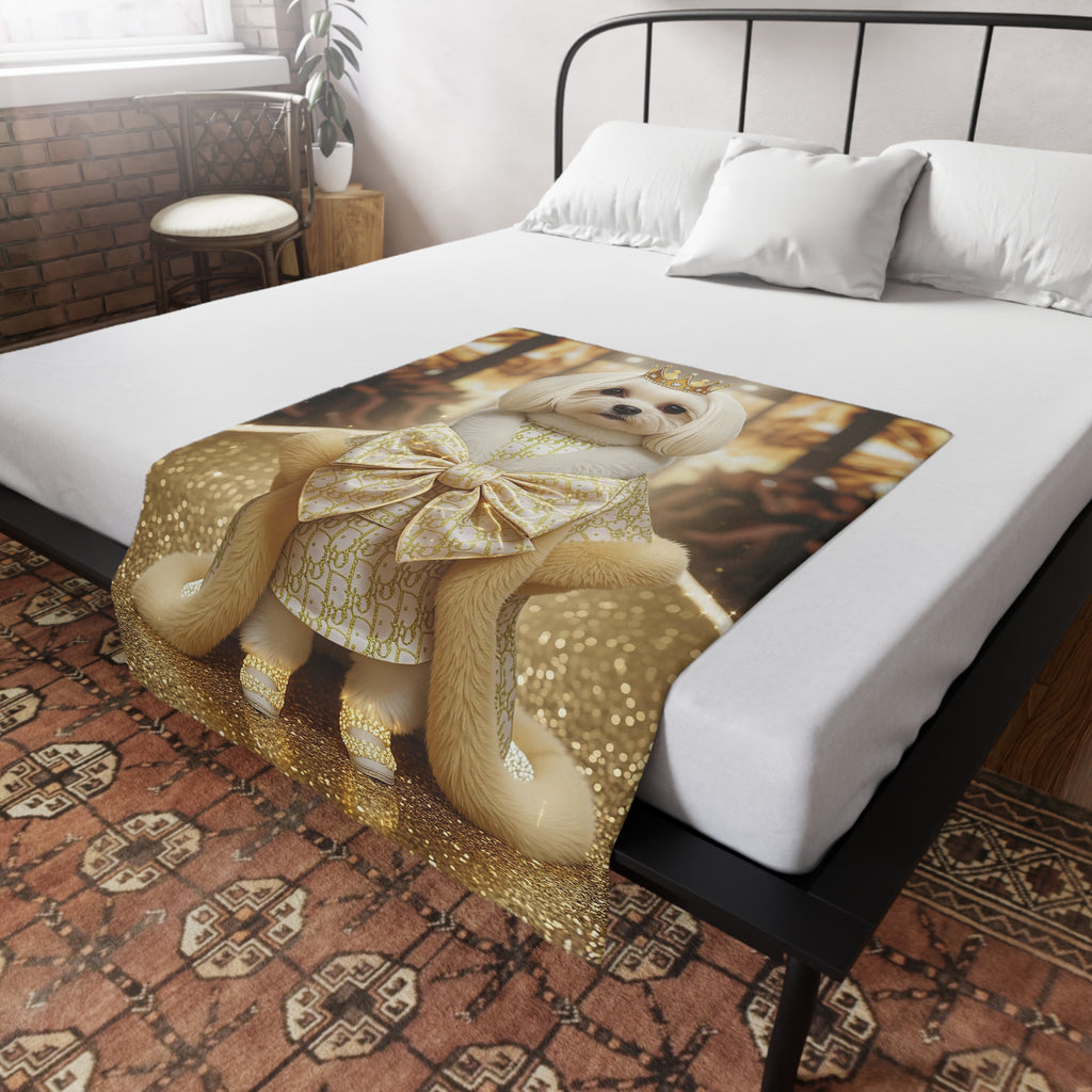 Luxury Royal Dog Blanket – Gold Princess Design