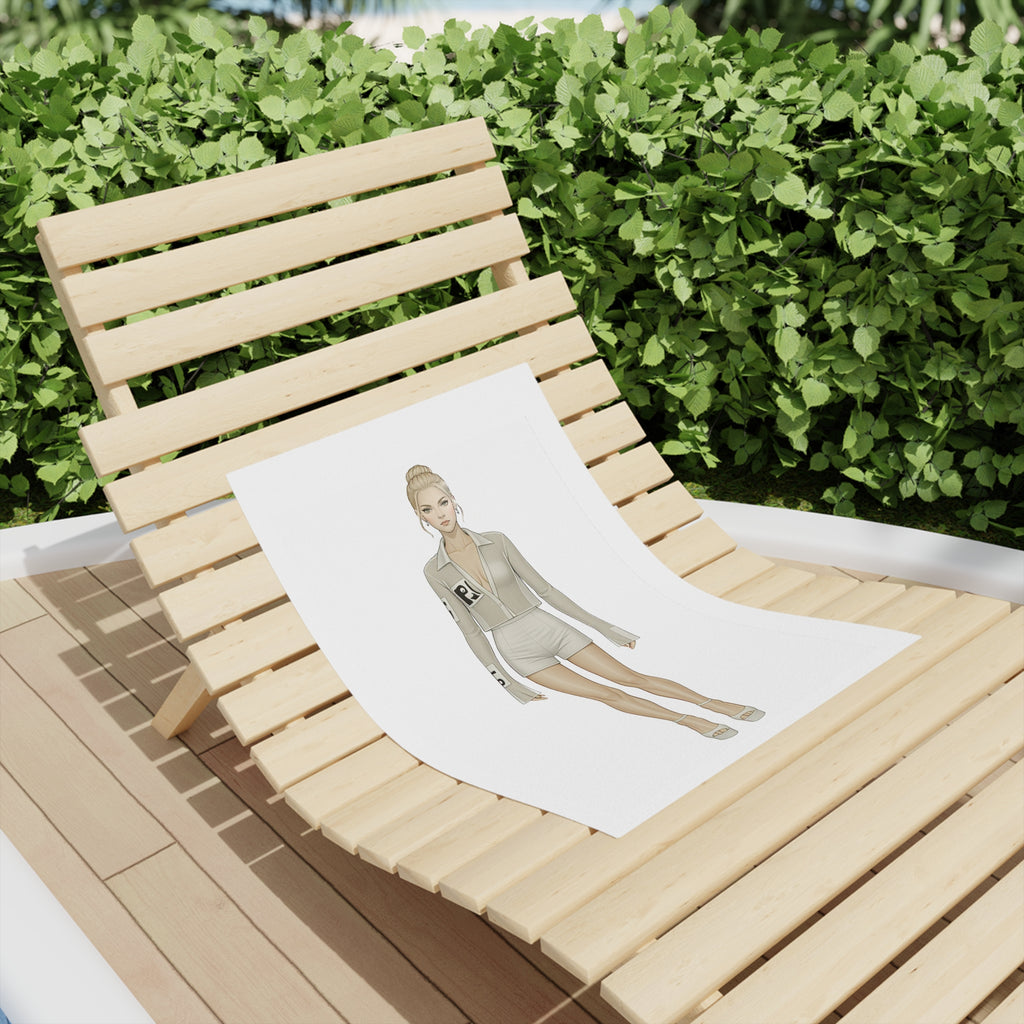Minimalist Fashion Illustration Beach Towel – Vertical Modern Art Design