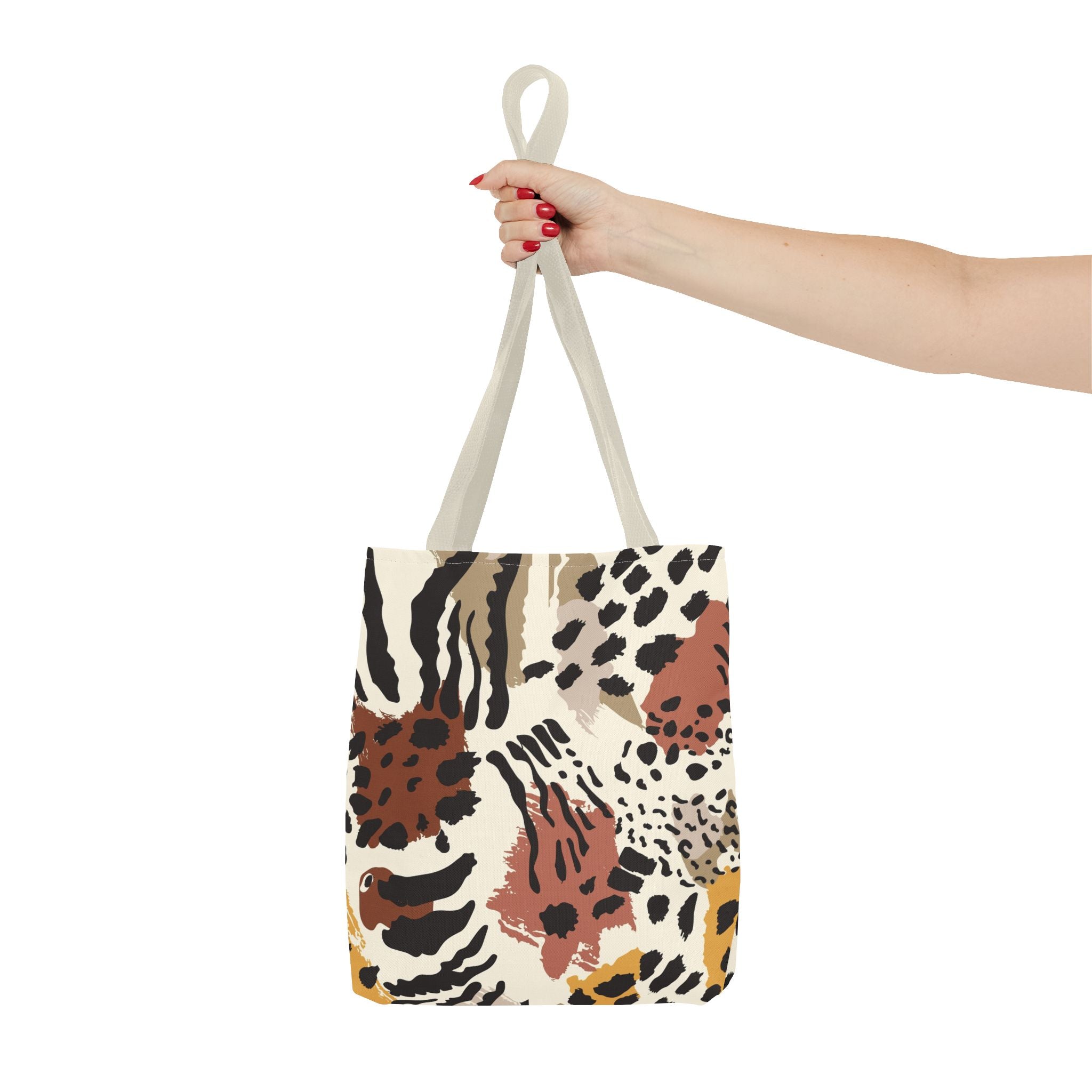 Animal Print Tote Bag — Neutral Safari Pattern AOP
