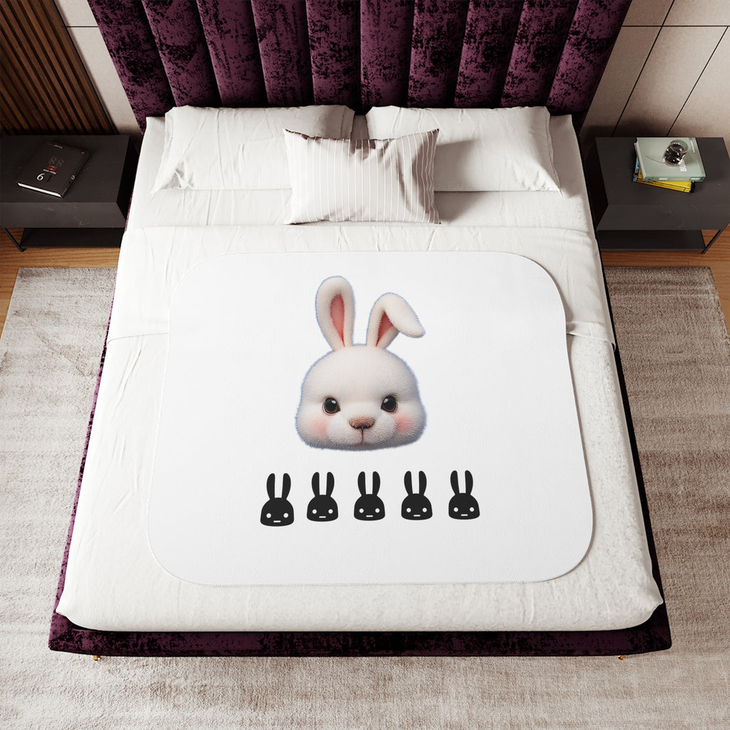 Cute Side Bunny Throw Blanket – Minimal Rabbit Illustration
