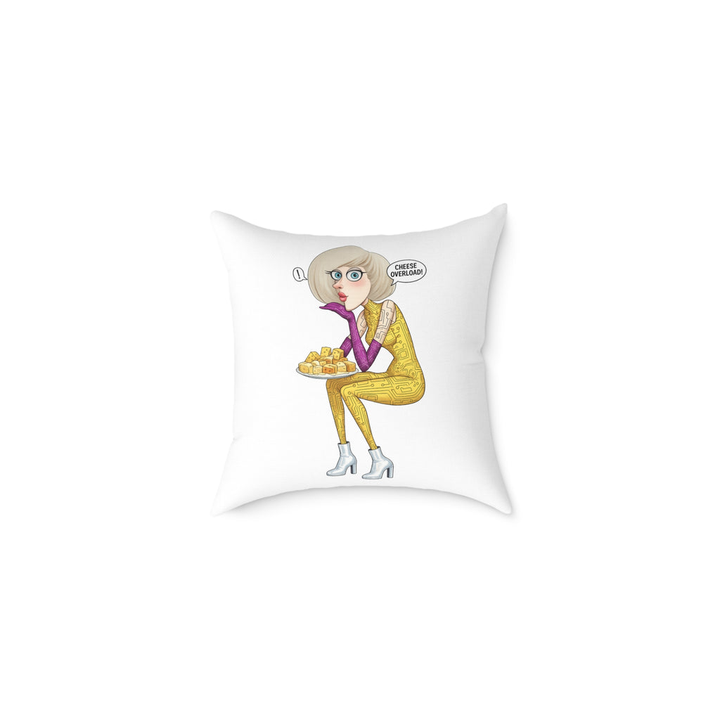 Funny Cheese Lover Square Poly Canvas Pillow — Cartoon Cheese Cushion